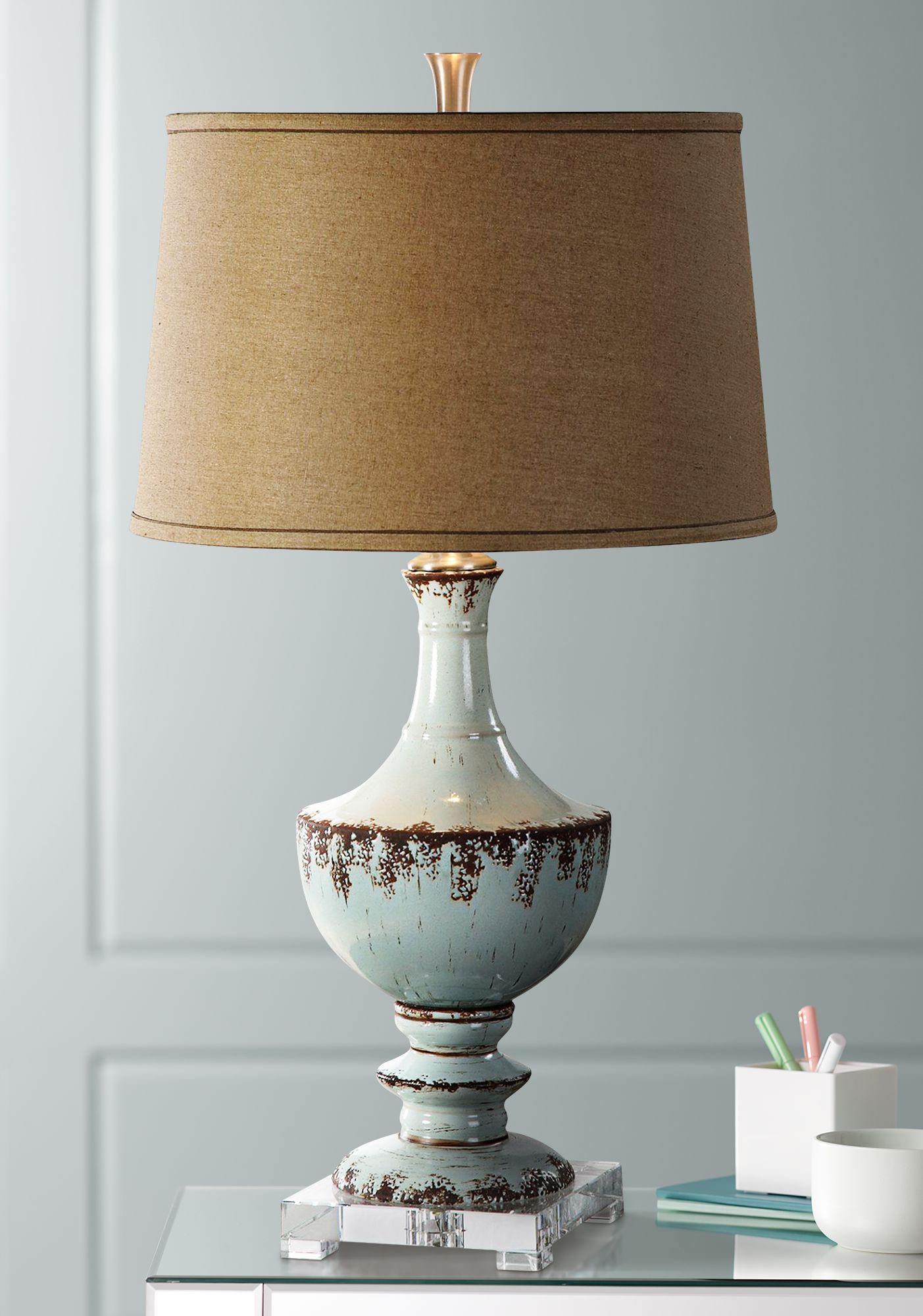 Uttermost Molara Aged Blue Ceramic Table Lamp