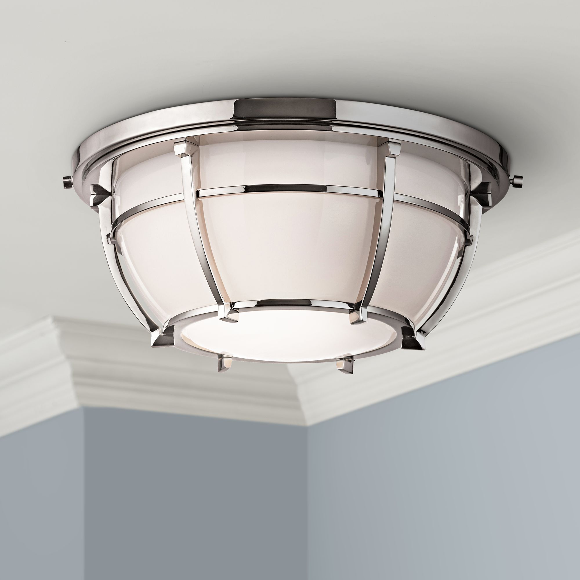 Hudson Valley Conrad 11 3/4"W Nickel Ceiling Light
