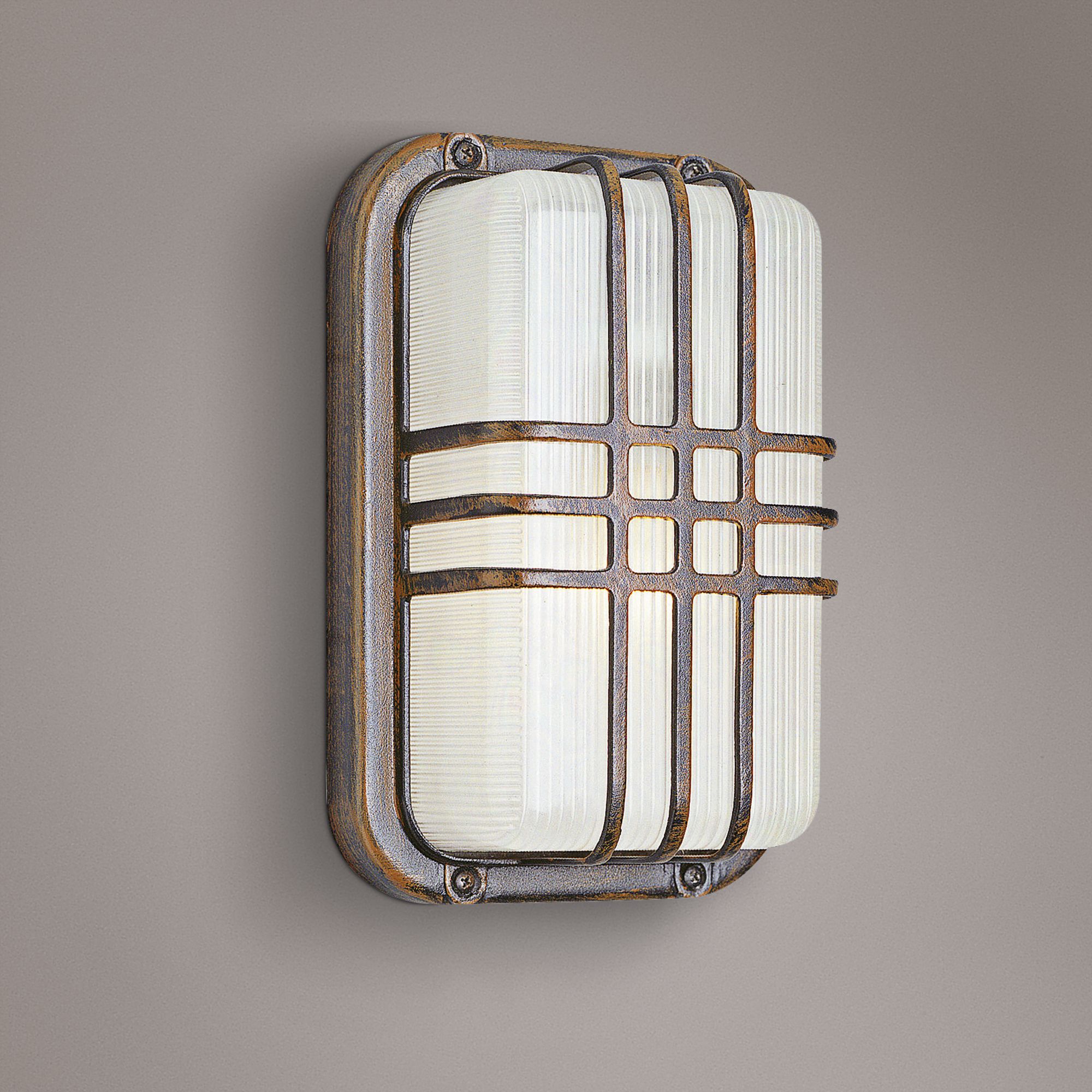 Rectangle Bulkhead 10" High Rust Outdoor Wall Light