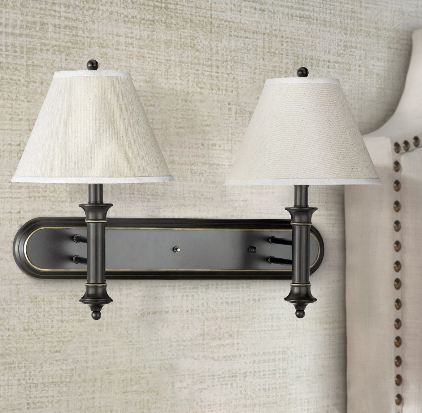 Cal Lighting Dark Bronze 2-Light Plug-In Wall Lamp