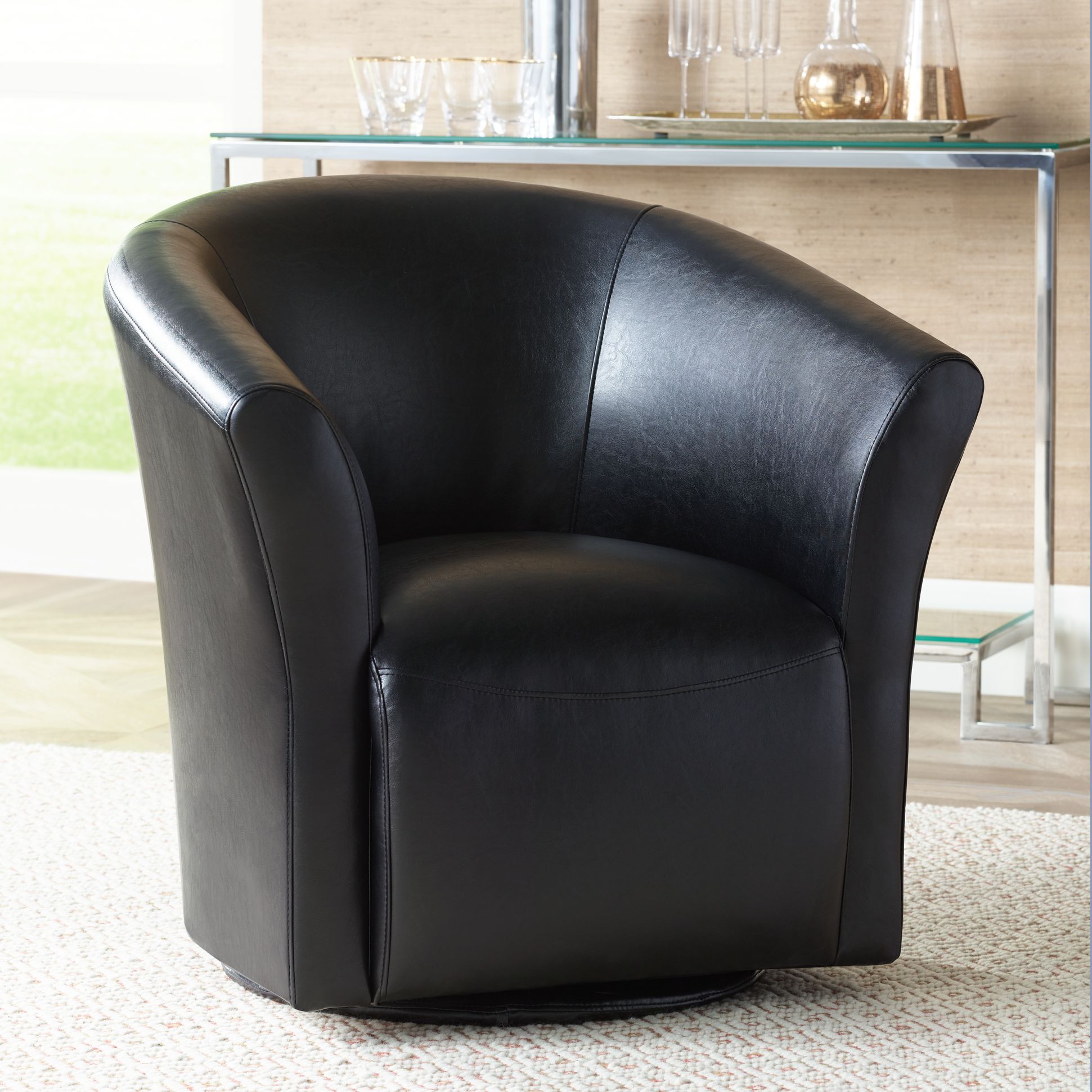 Rocket Rivera Black Swivel Accent Chair