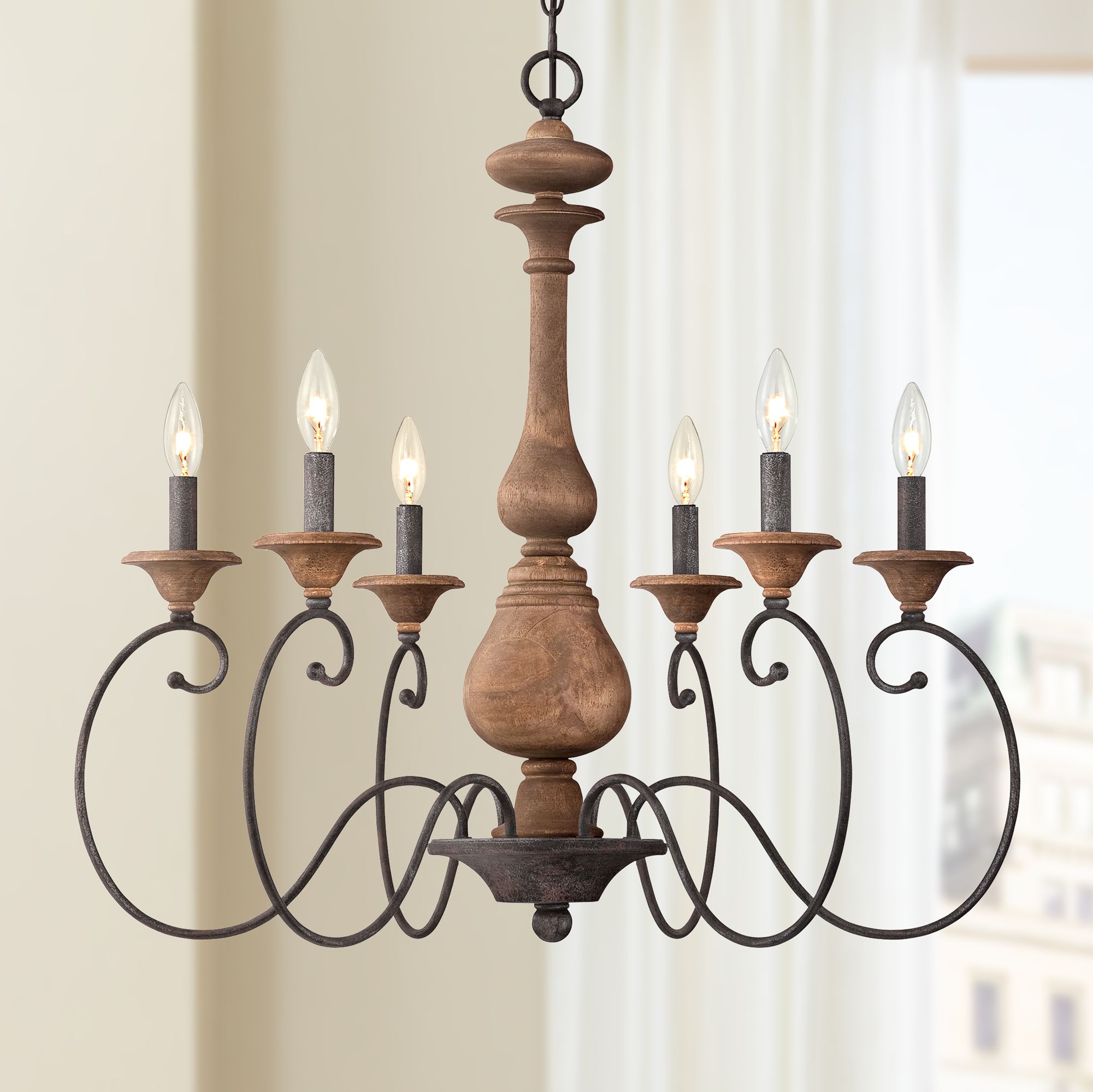 Quoizel Auburn 28" Wide 6-Light Rustic Black Chandelier