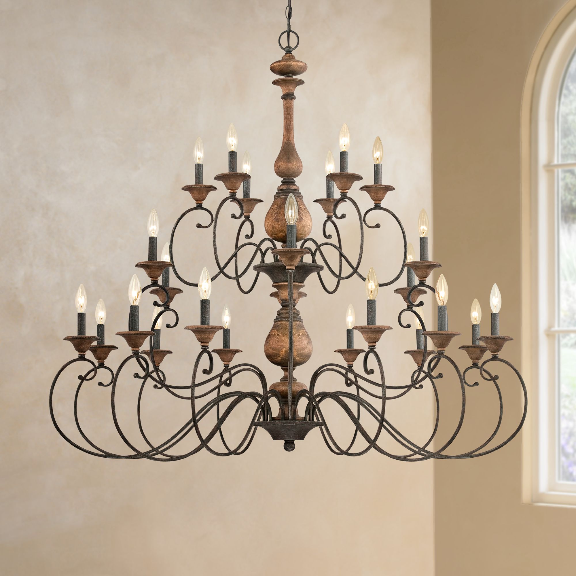 Quoizel Auburn 48" Wide 24-Light Rustic Black Chandelier