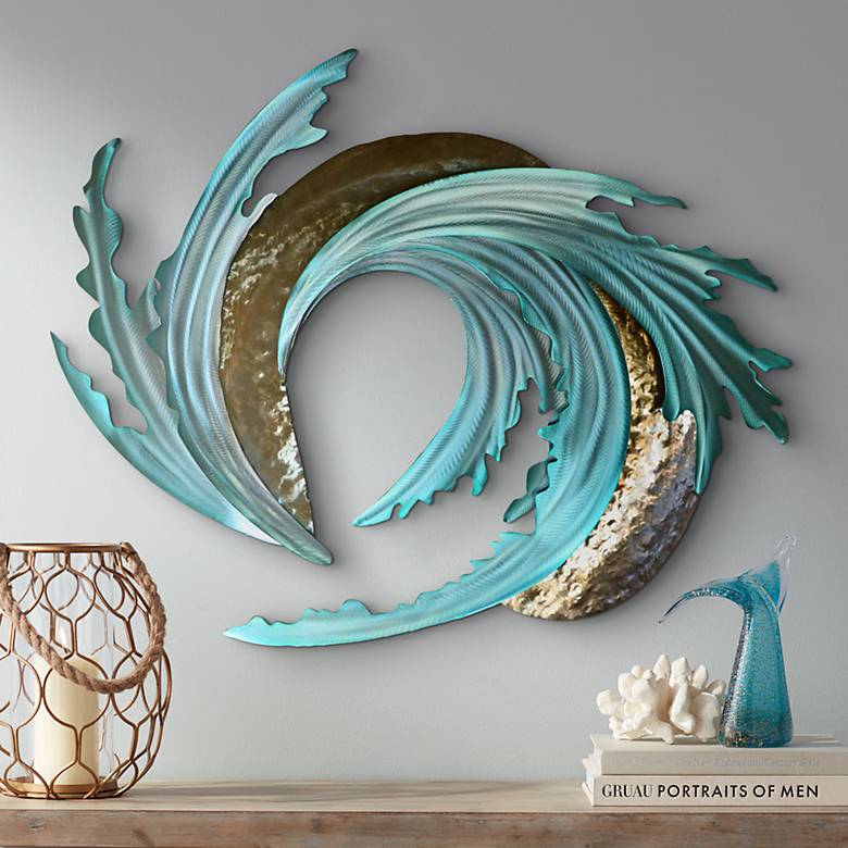 Sand and Sea 38" Wide Metal Wall Art - #7T164 | Lamps Plus