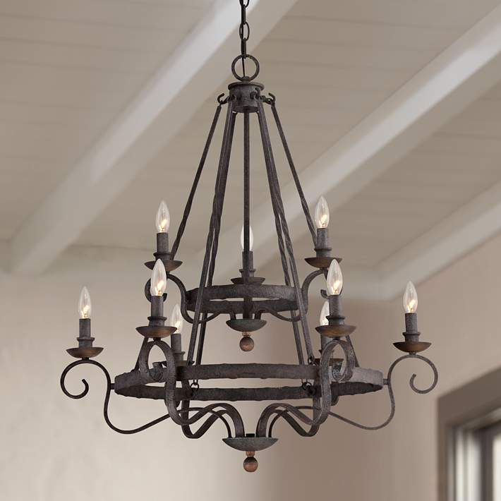Quoizel Noble 32 Wide Rustic Black, Old World Rustic Chandeliers