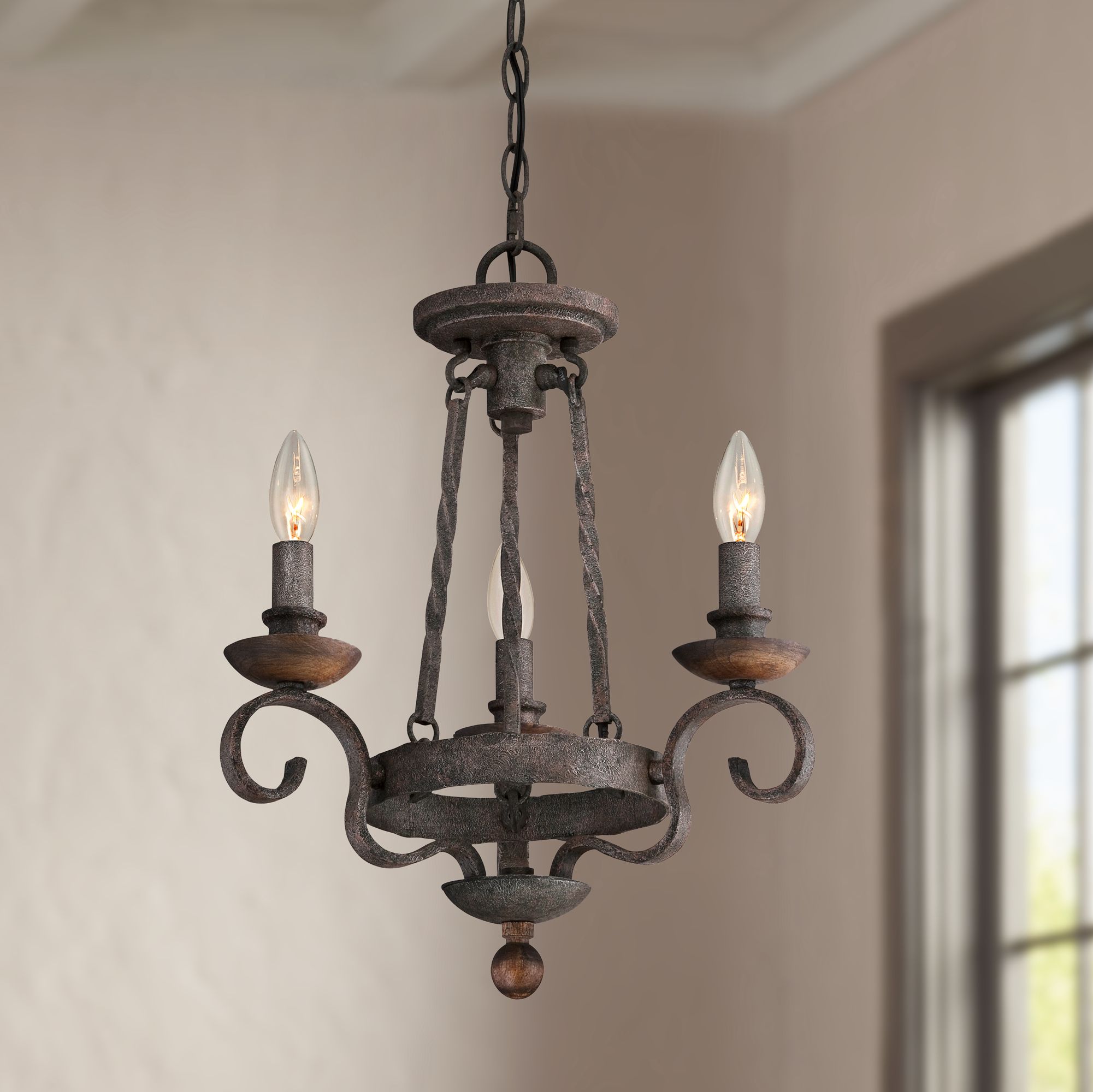 Quoizel Noble 15 Wide Rustic Black Mini Chandelier 7T360 Lamps Plus   7T360cropped.fpx