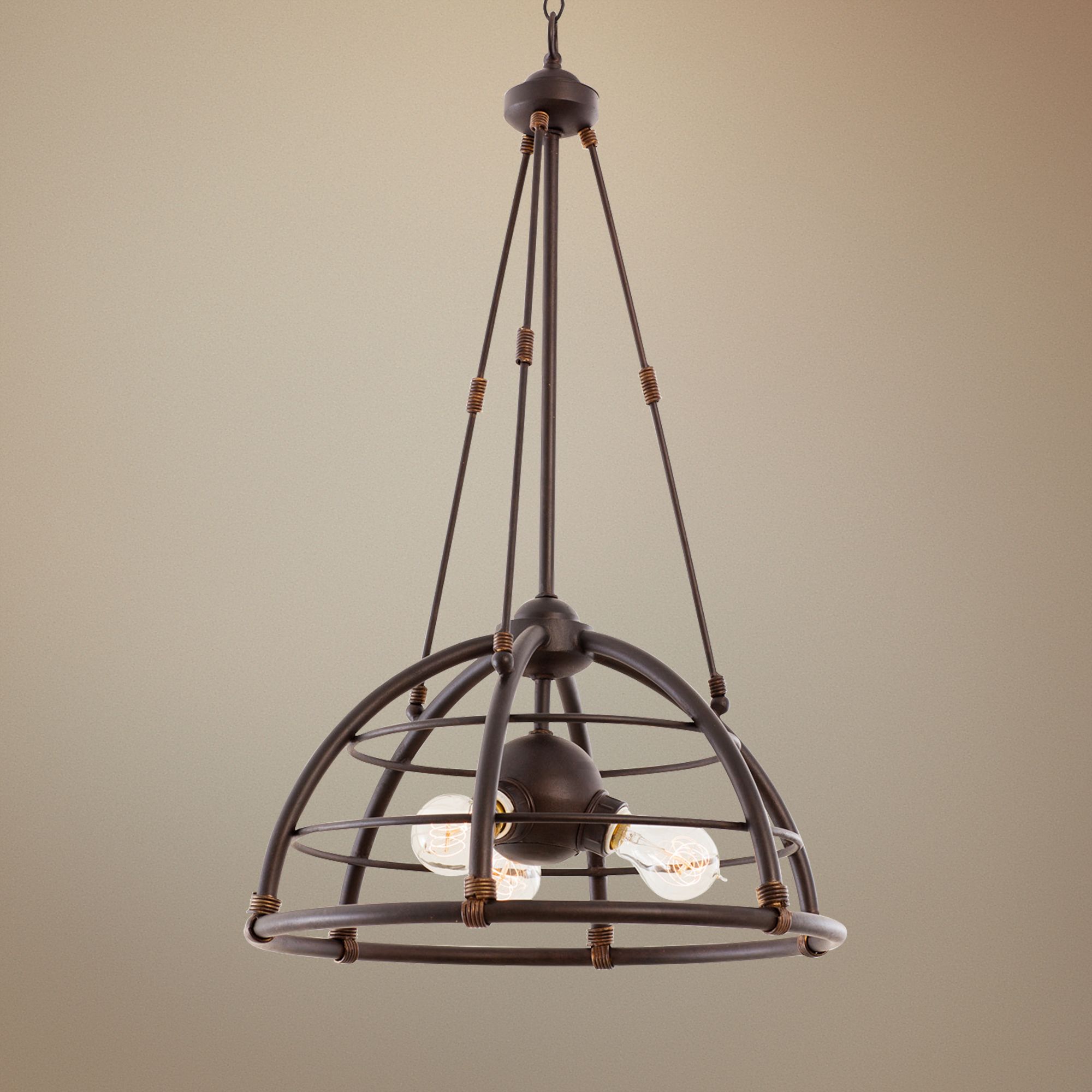Larson Tawny Port Forged Iron 18" Wide 3-Light Pendant
