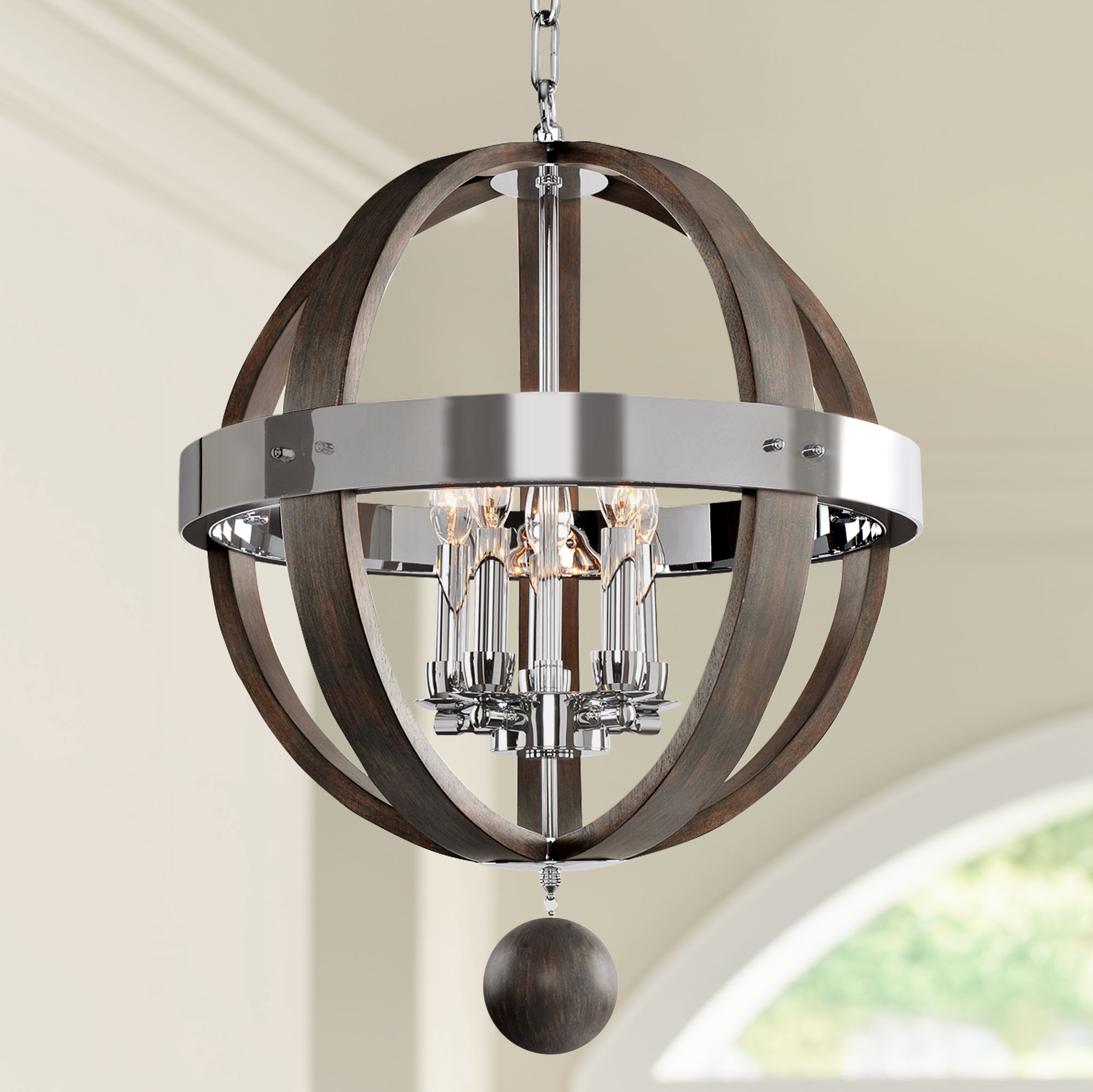 Sharlow Charcoal and Silverleaf Glass 19"W 5-Light Pendant