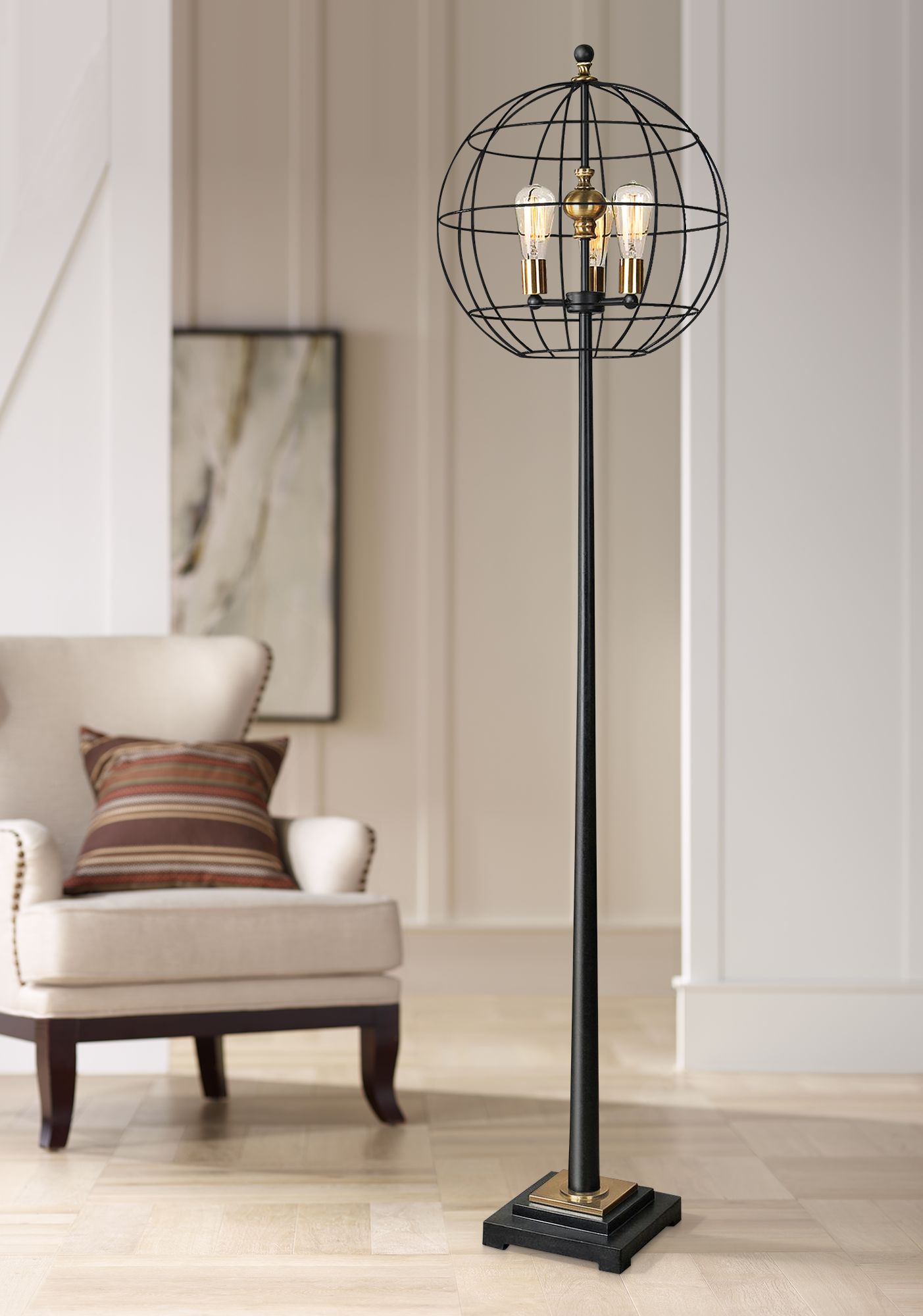 Uttermost Palla Aged Black Tapered Metal Floor Lamp