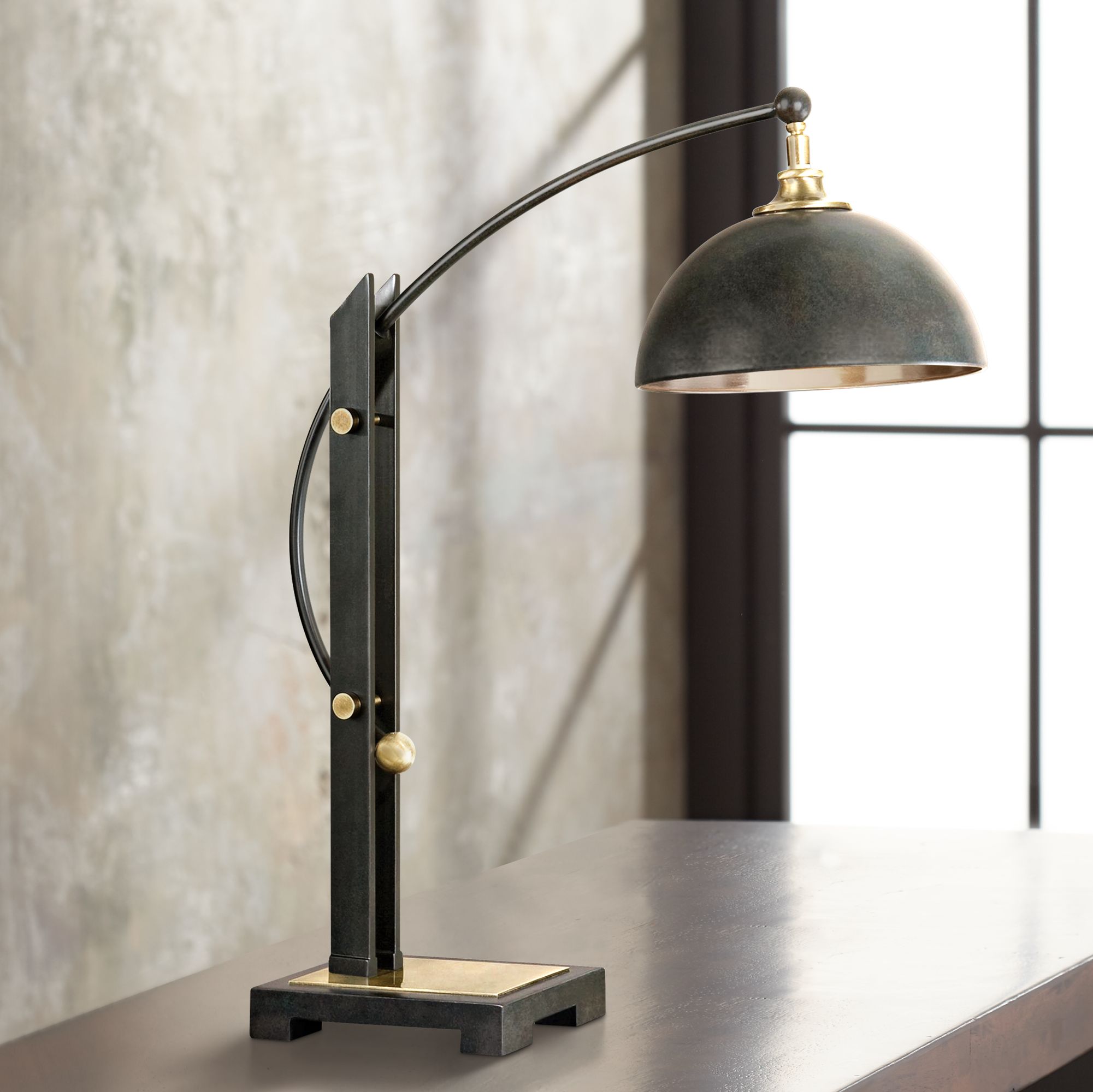 Uttermost Malcolm Dark Oil Rubbed Bronze Metal Desk Lamp 7W457
