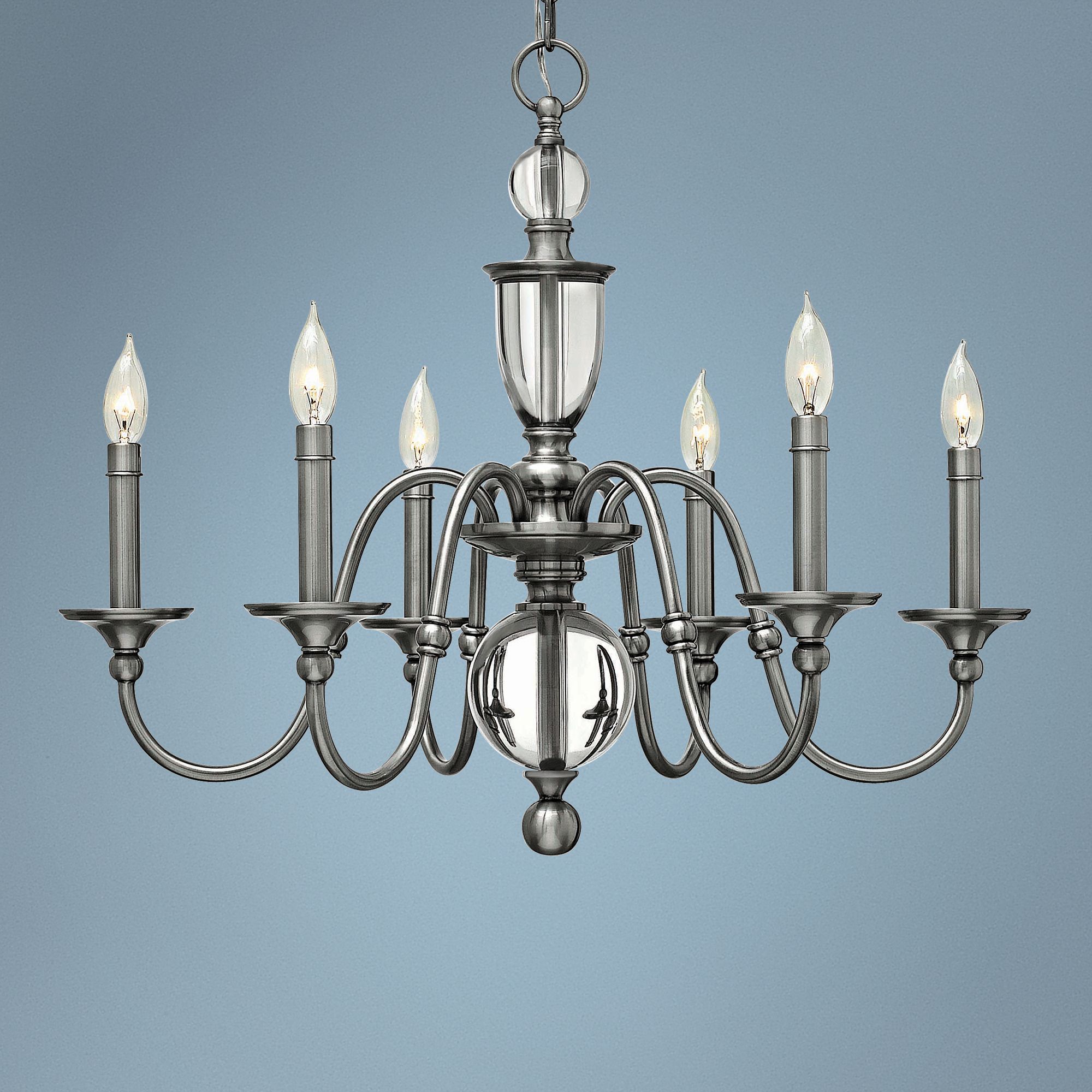Hinkley Eleanor 27 1/2"W Antique Nickel 6-Light Chandelier