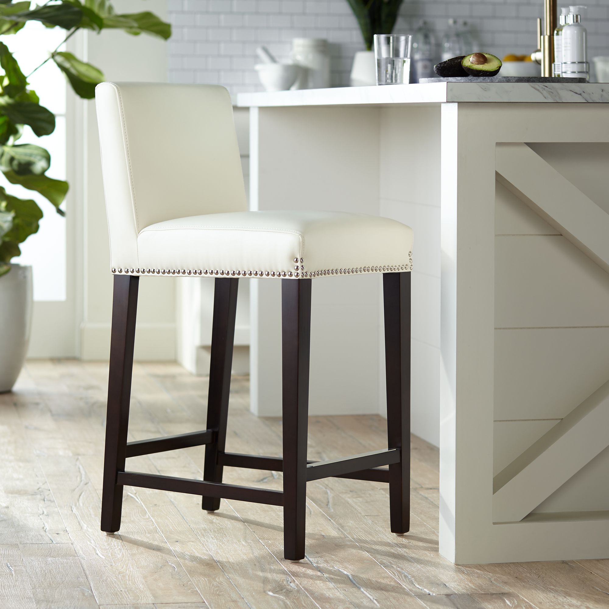 Brooke 25 1/2" Ivory Bonded Leather Counter Stool