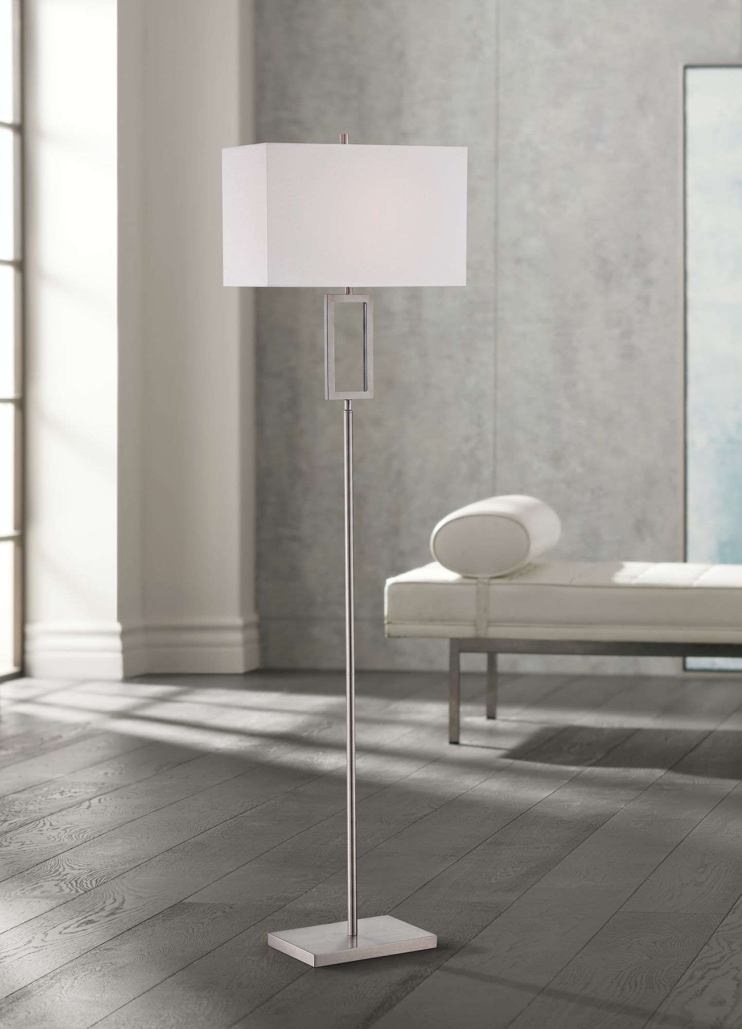 Lite Source Fiadi 61" HIgh Polished Steel Floor Lamp