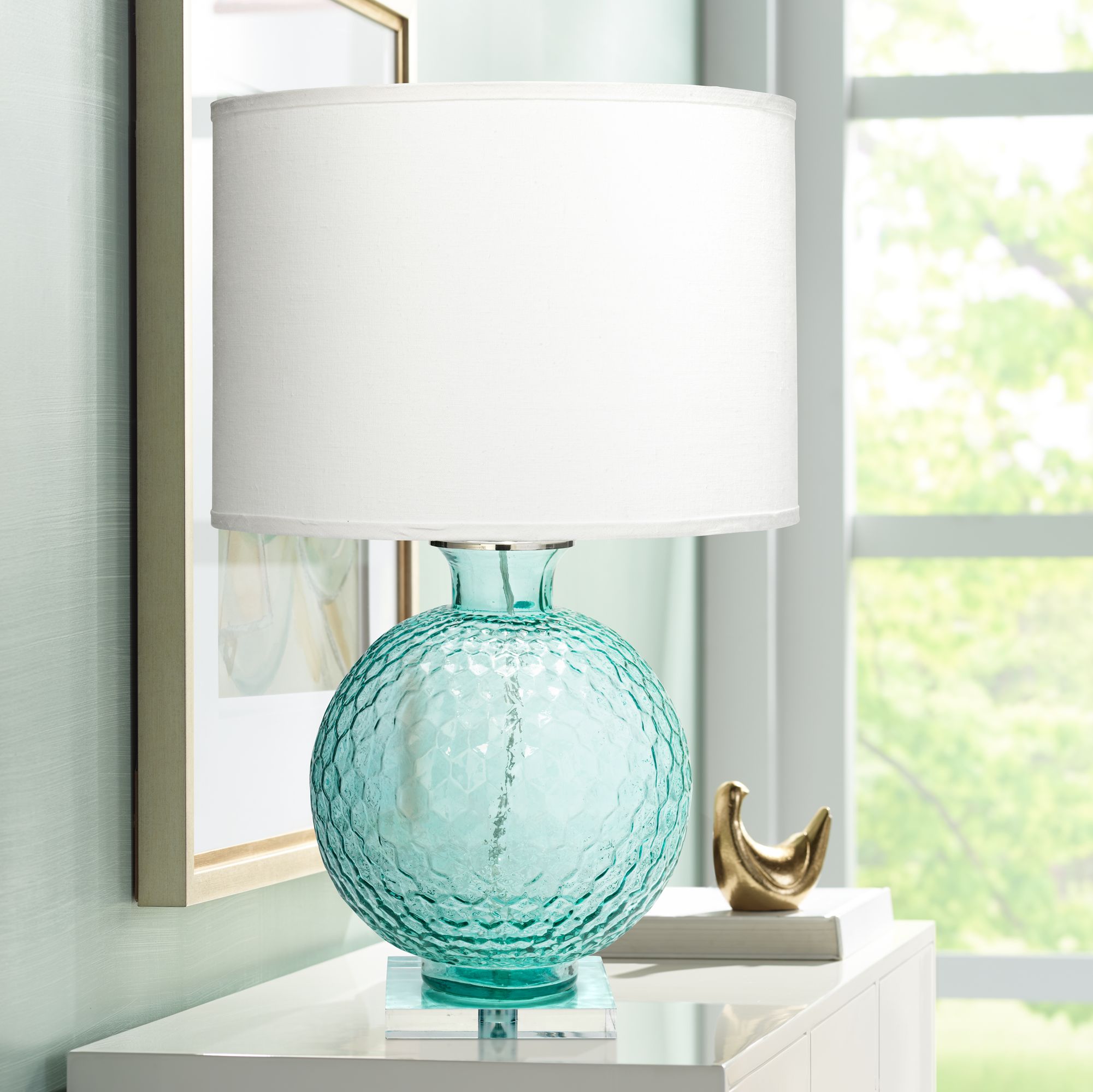 aqua blue glass table lamps