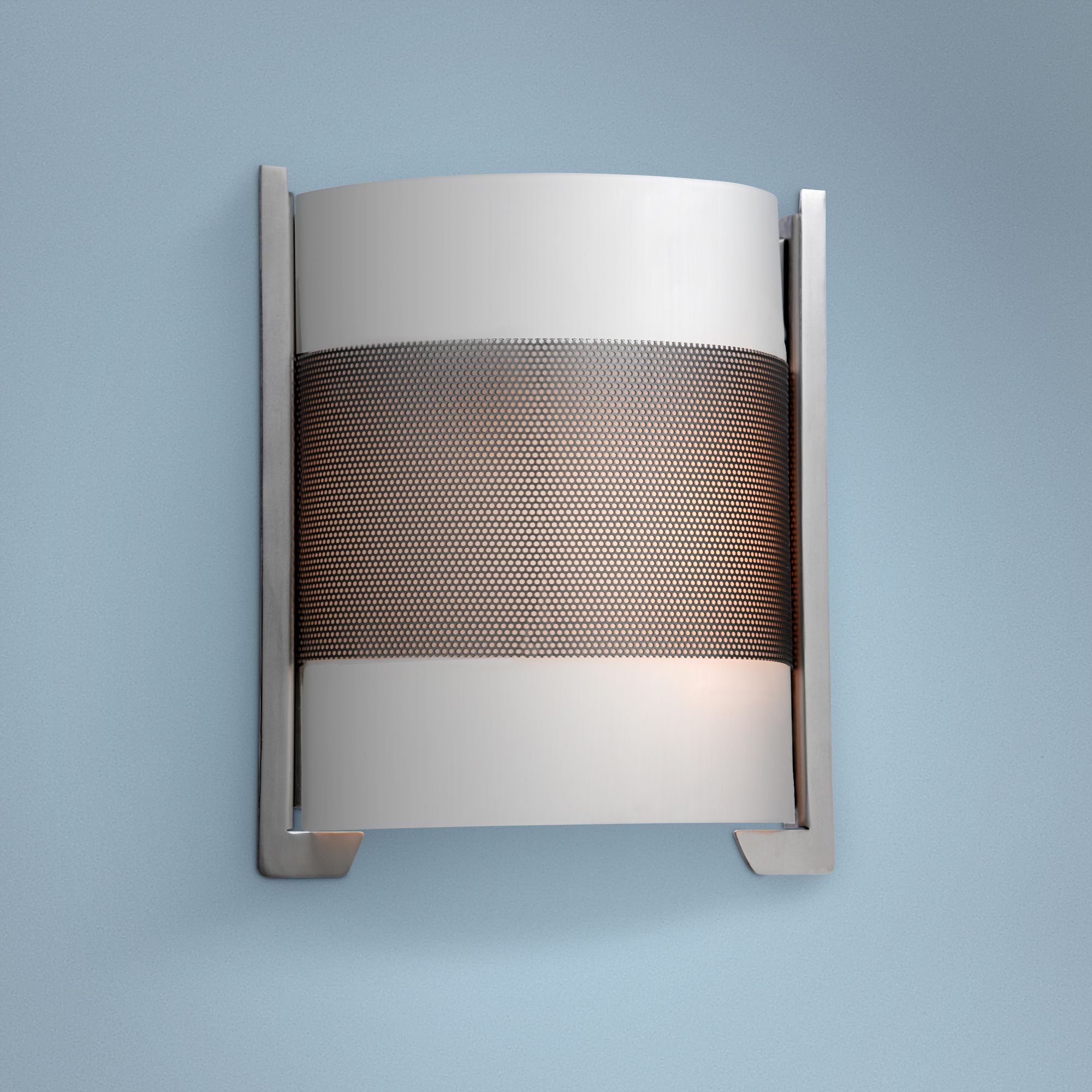 Iron Brushed Steel 11 3/4"High Opal Glass Wall Sconce