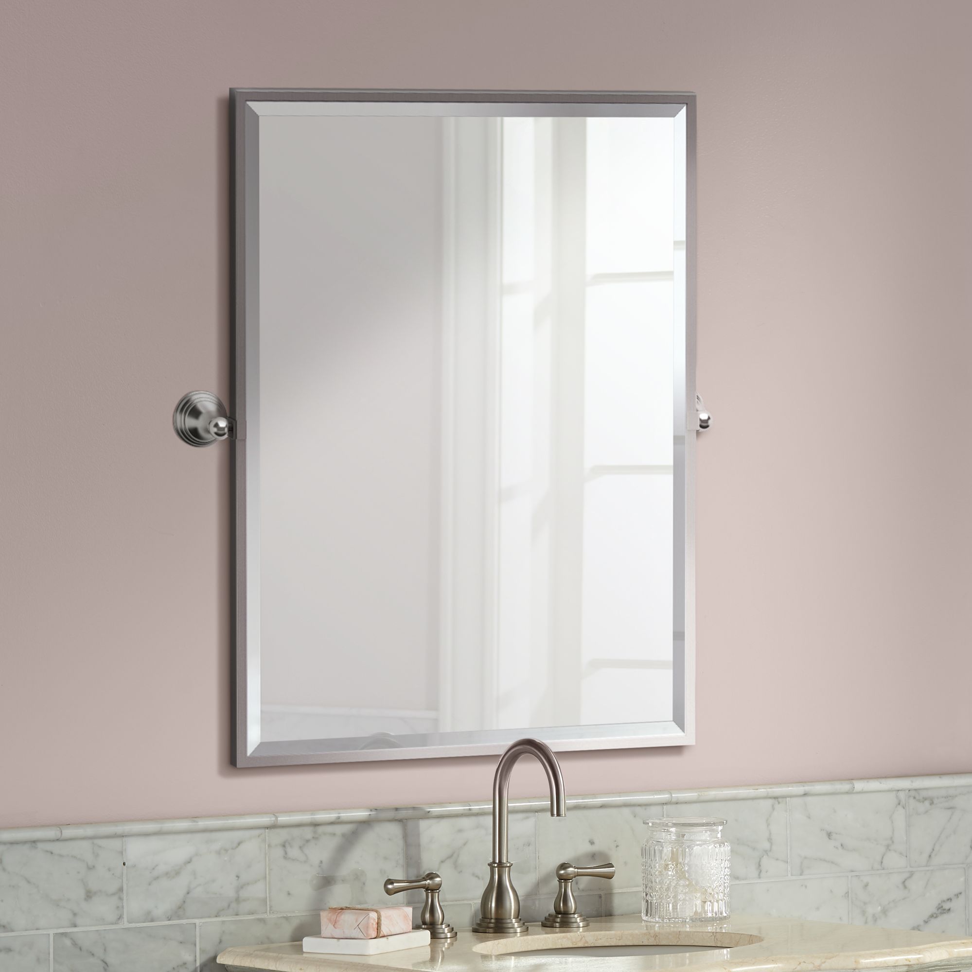 Gatco Charlotte Satin Nickel 28 1/2" x 32 Wall Mirror