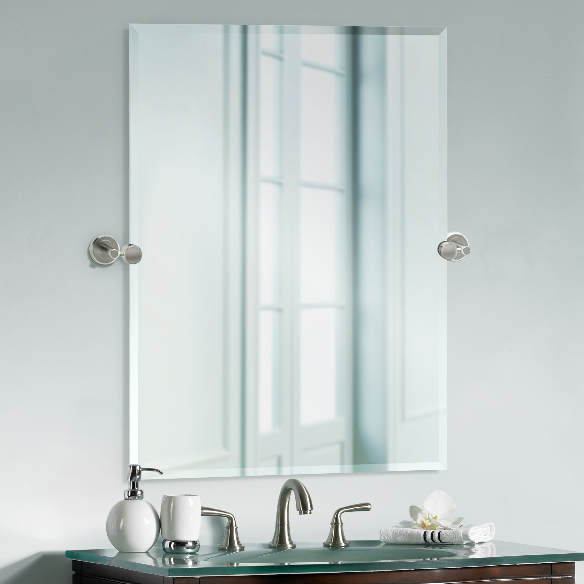 Gatco Latitude II Satin Nickel 27 1/2" x 31 Wall Mirror