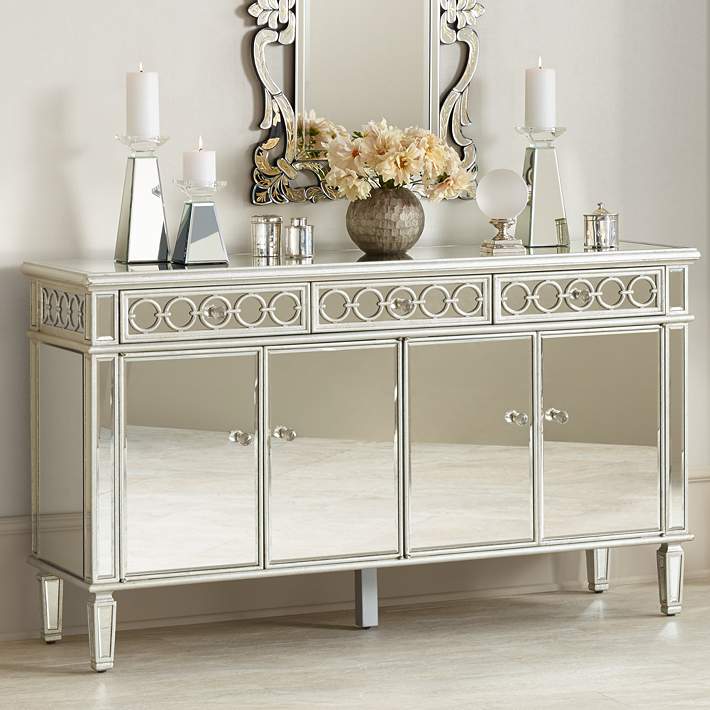 mirrored buffet console table