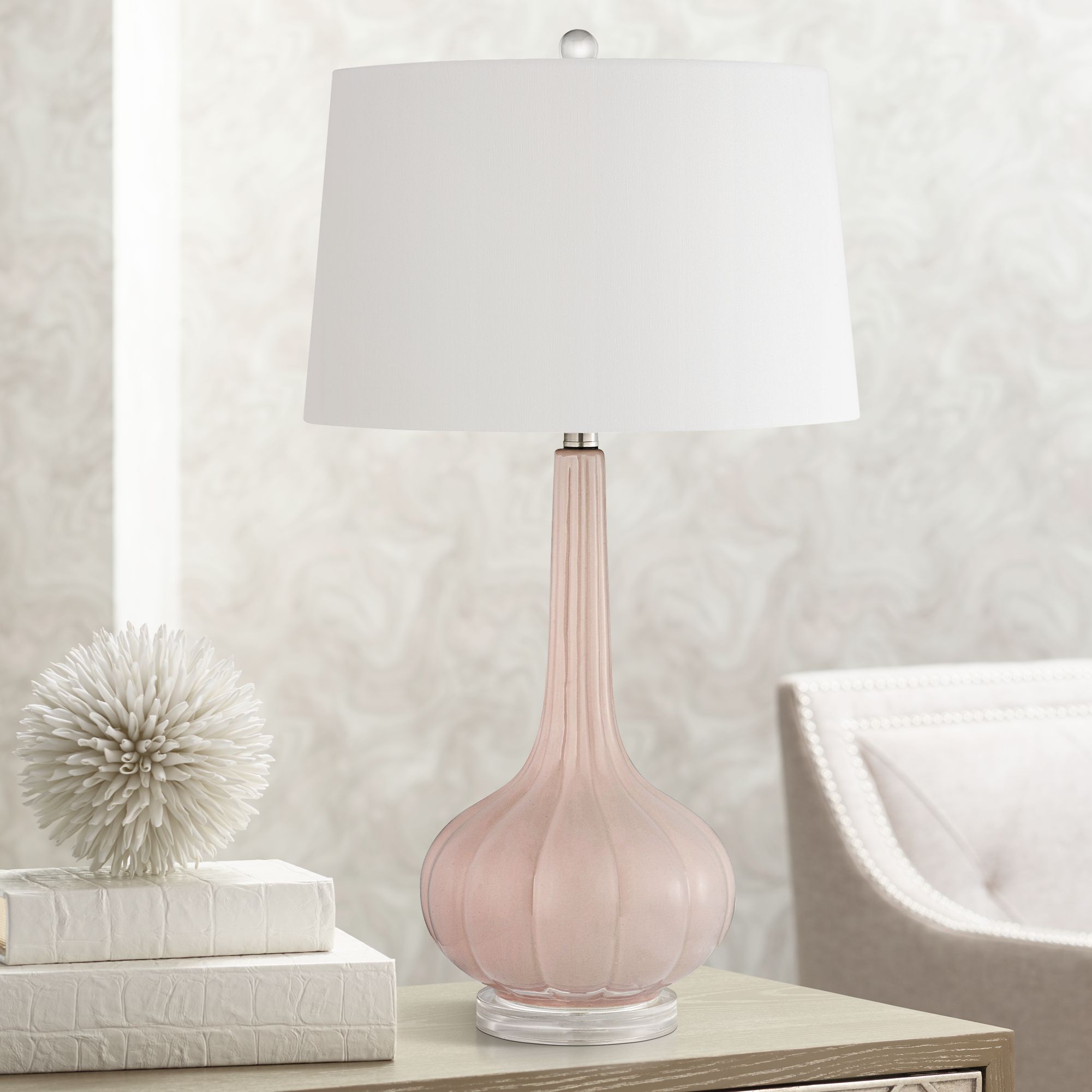 bedside lamps blush pink