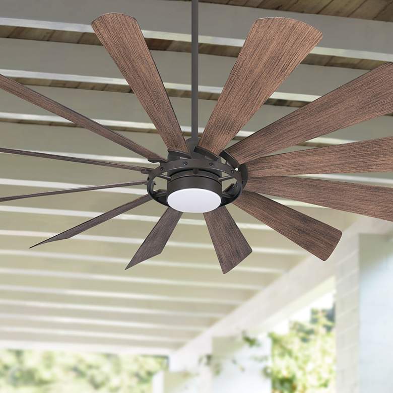65&quot; Minka Aire Windmolen Bronze Wet LED Smart Ceiling Fan