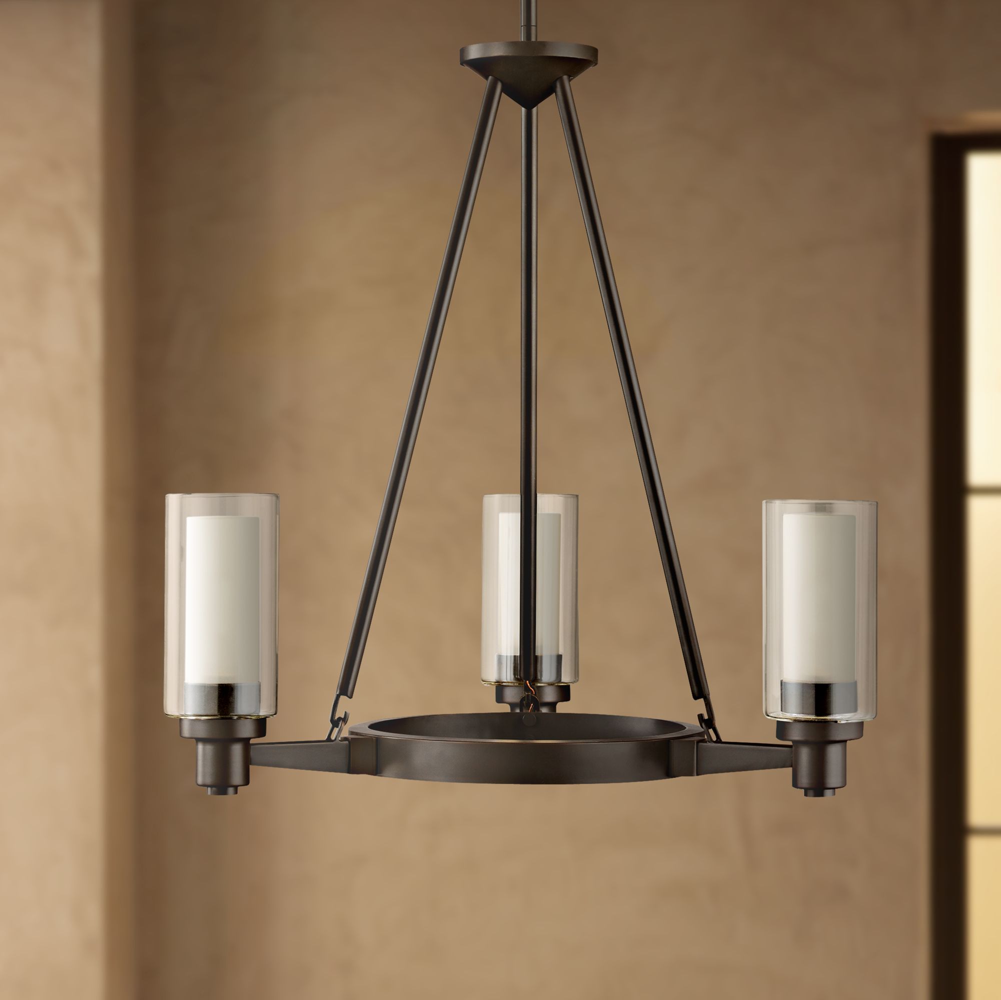 Circolo 22" Wide Olde Bronze Wagon Wheel Chandelier