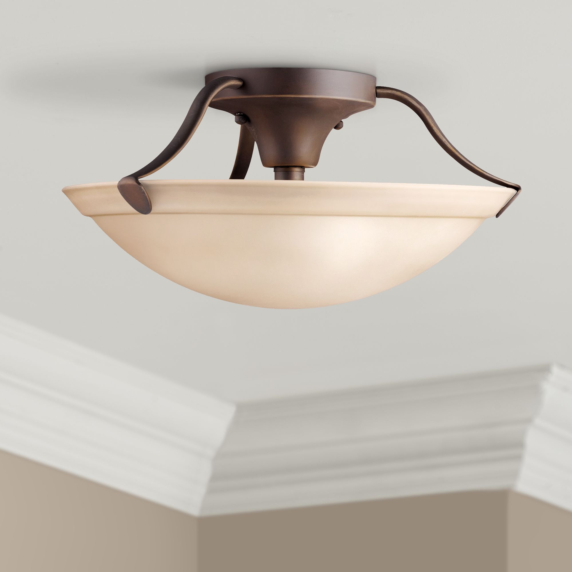 Kichler Umber Glass and Bronze 15" Wide Ceiling Light