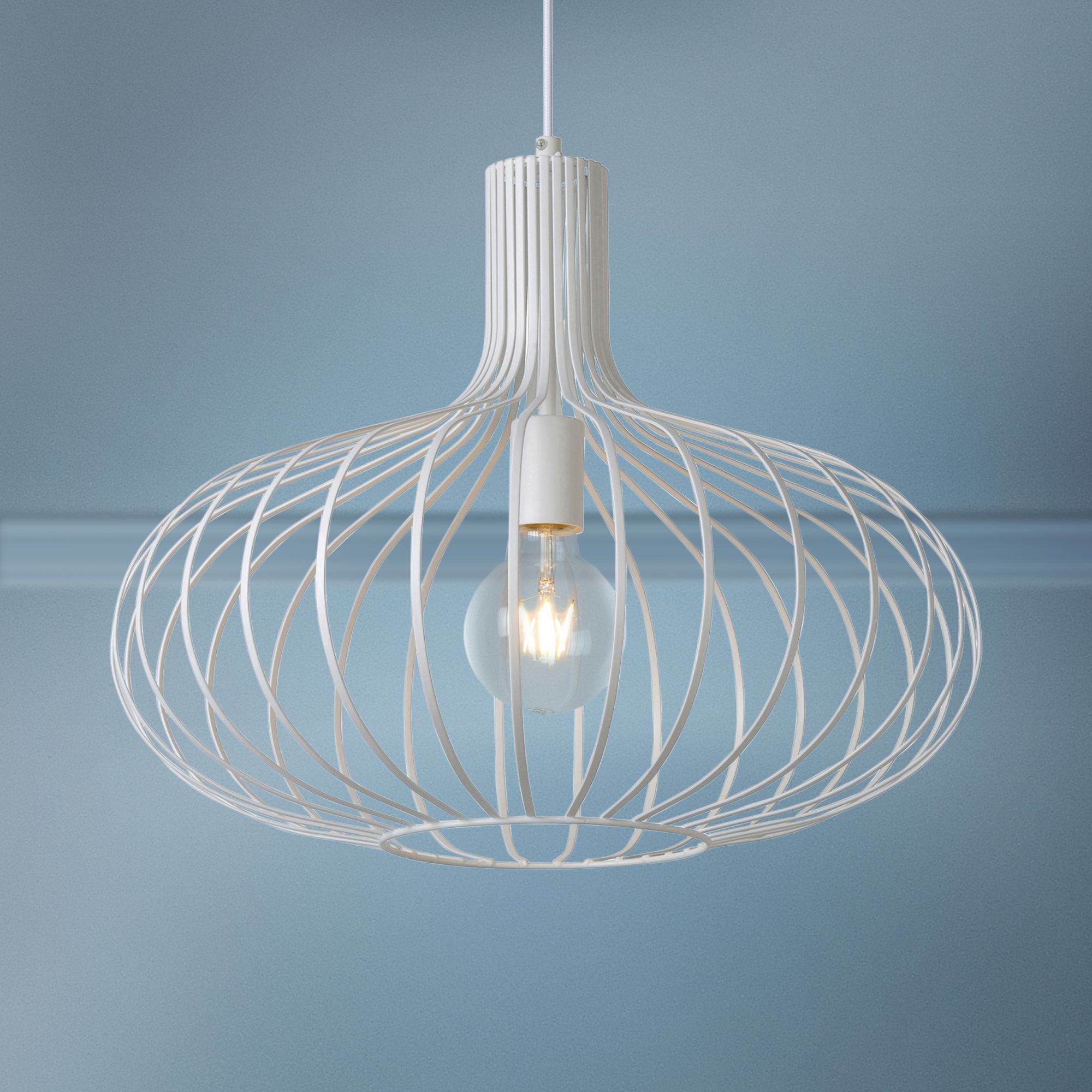 Rosalind 19 3/4" Wide Textured White Open Cage Pendant Light