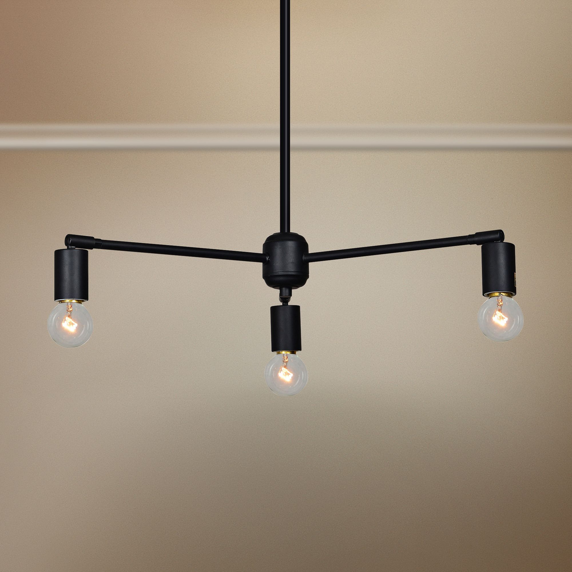 Sylvester 24" Wide Matte Black 3-Light LED Metal Chandelier