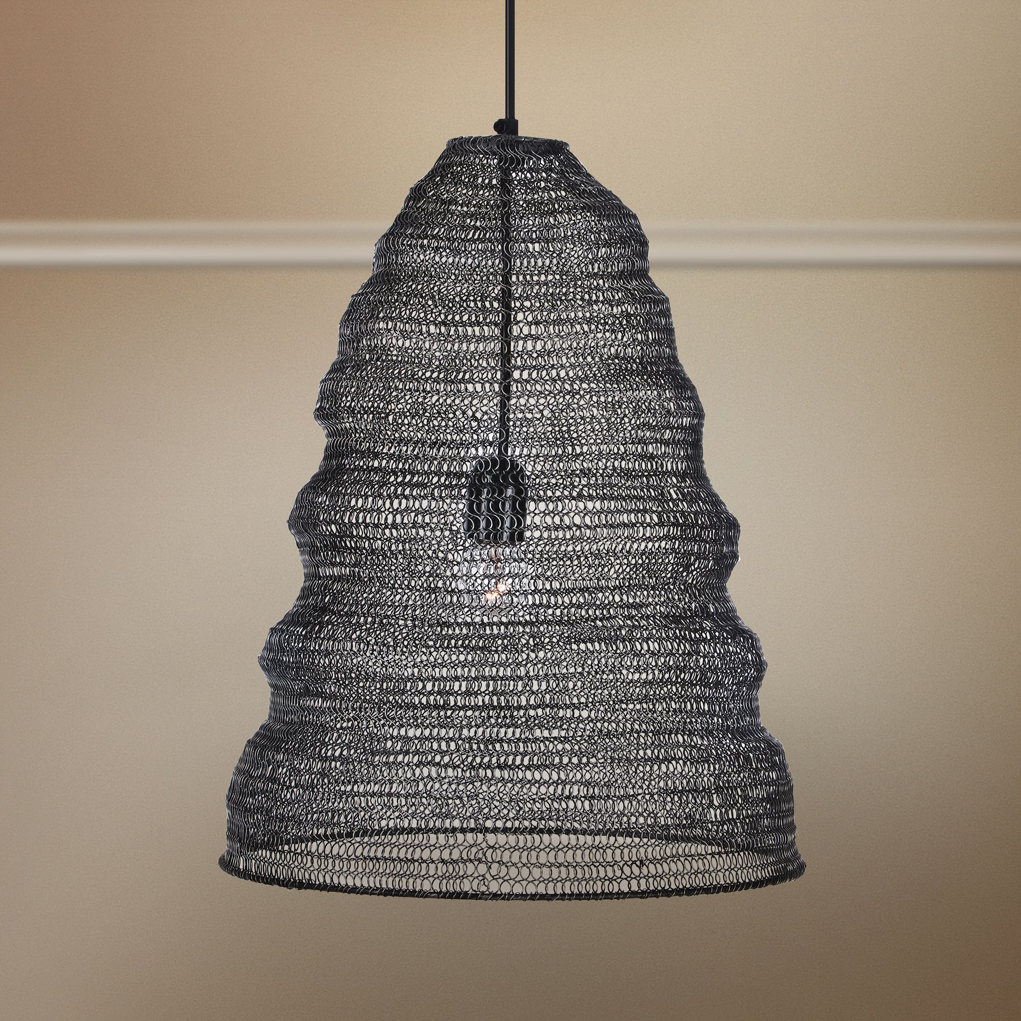 Garatun 12"W Brushed Gray Mesh Metal Mini Pendant Light