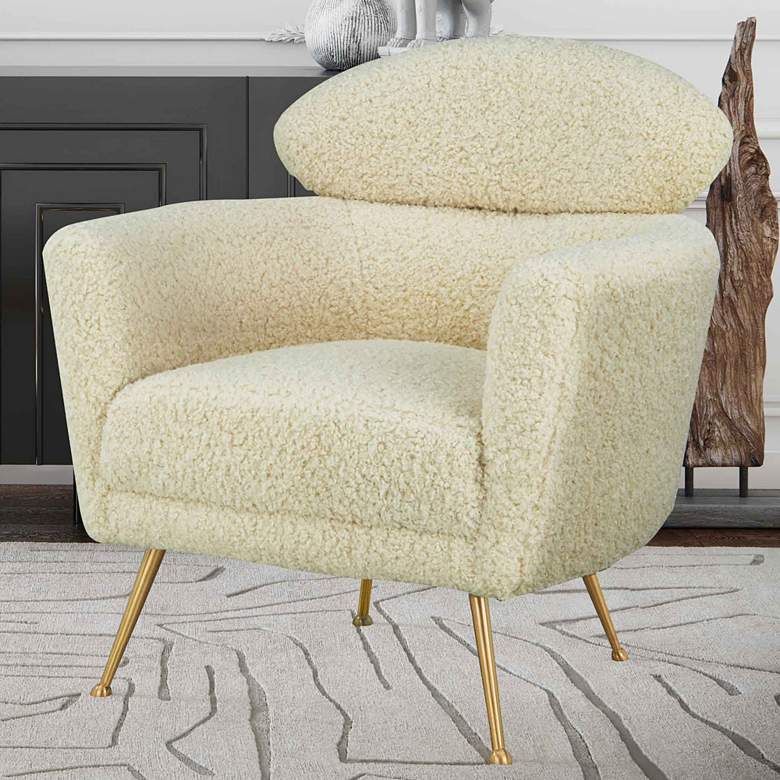 Welsh Beige Faux Shearling Accent Chair
