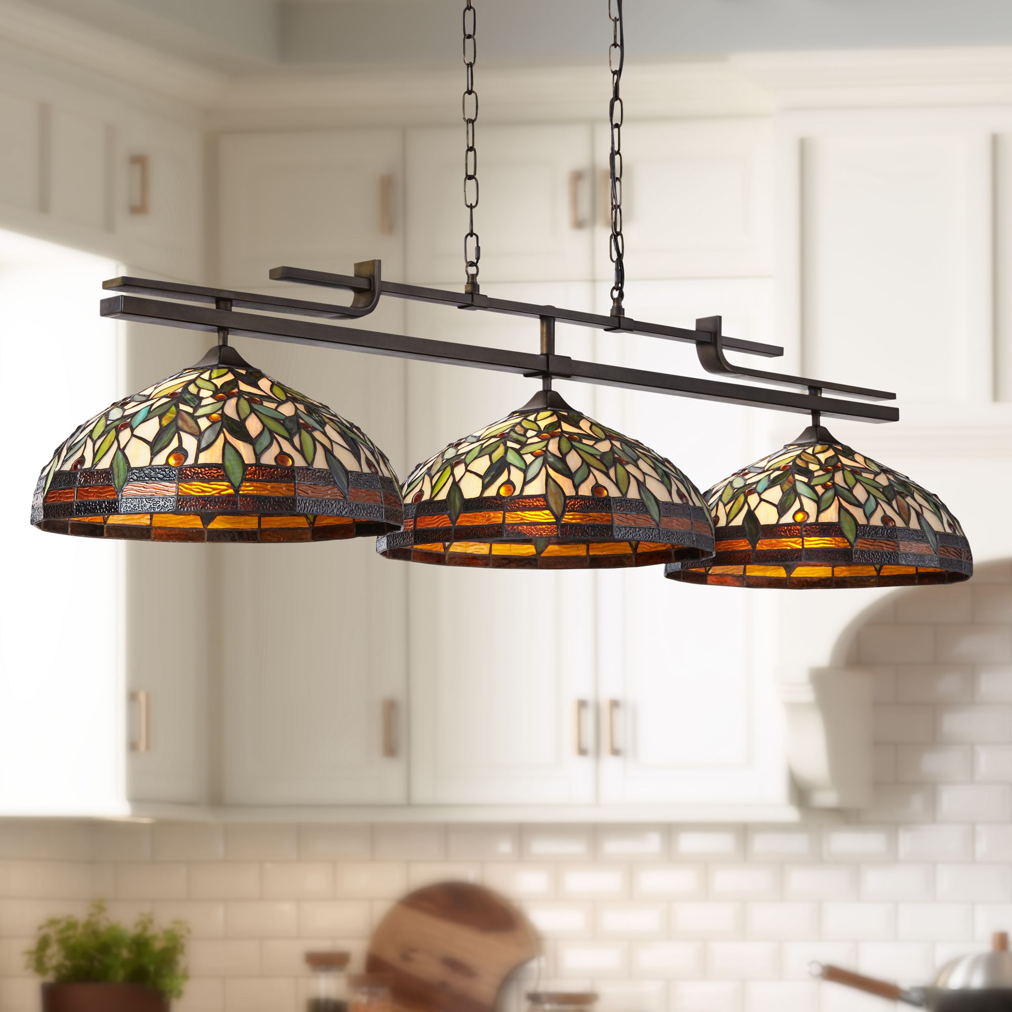 Pirro 56" Wide Leaf and Vine Kitchen Island Light Pendant