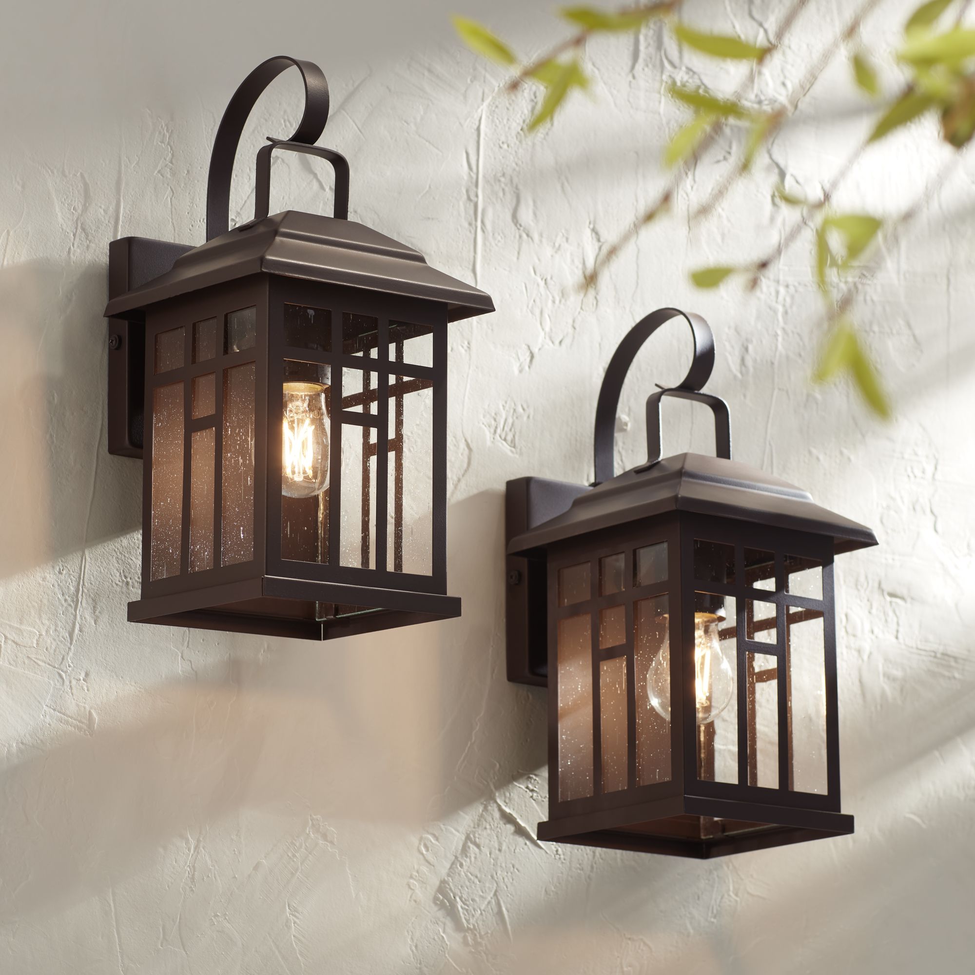 Bester Bronze And Glass Outdoor Wall Lights Set Of 2 - #80Y55 | Lamps Plus