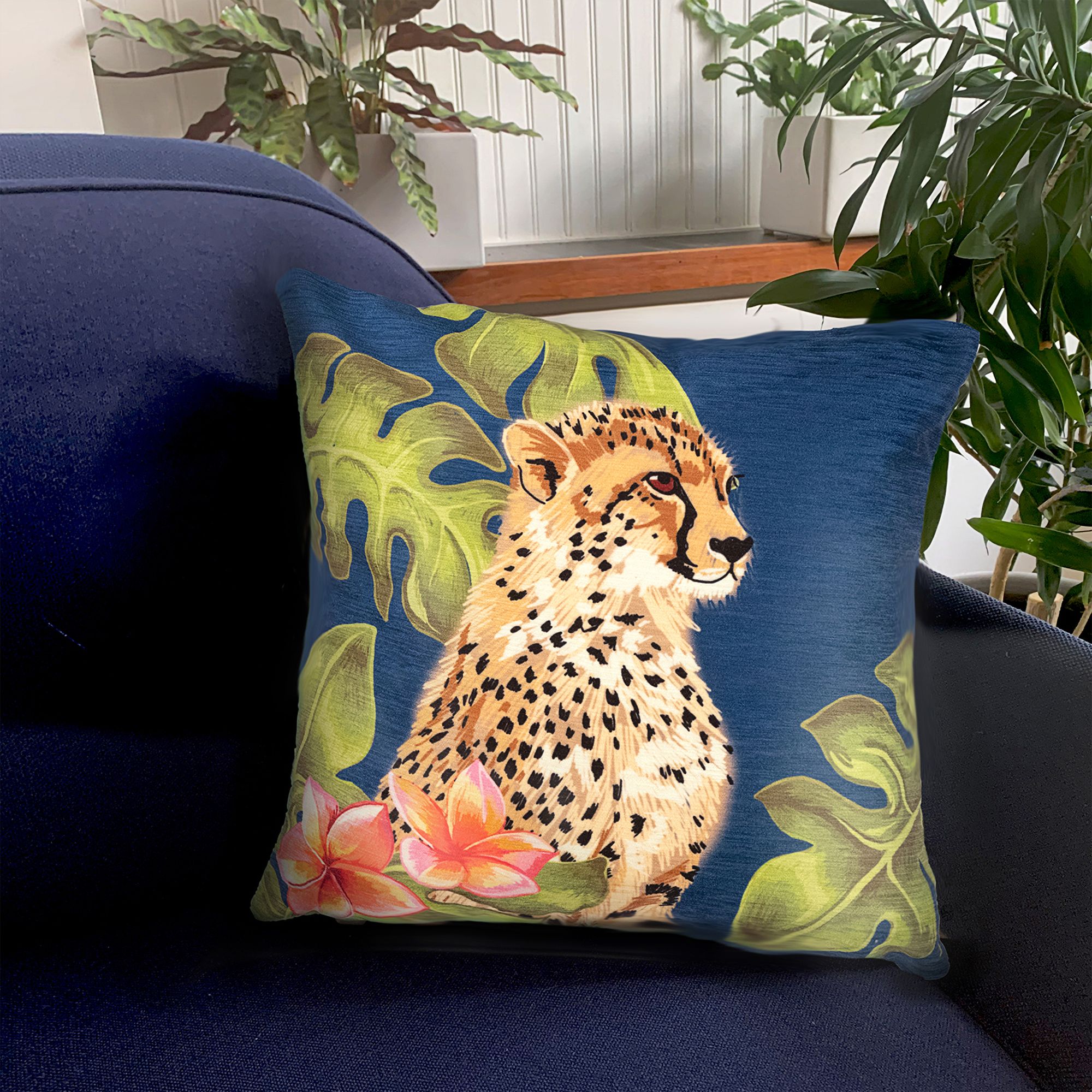 Illusions Cheetahs Green 18" Square Indoor-Outdoor Pillow
