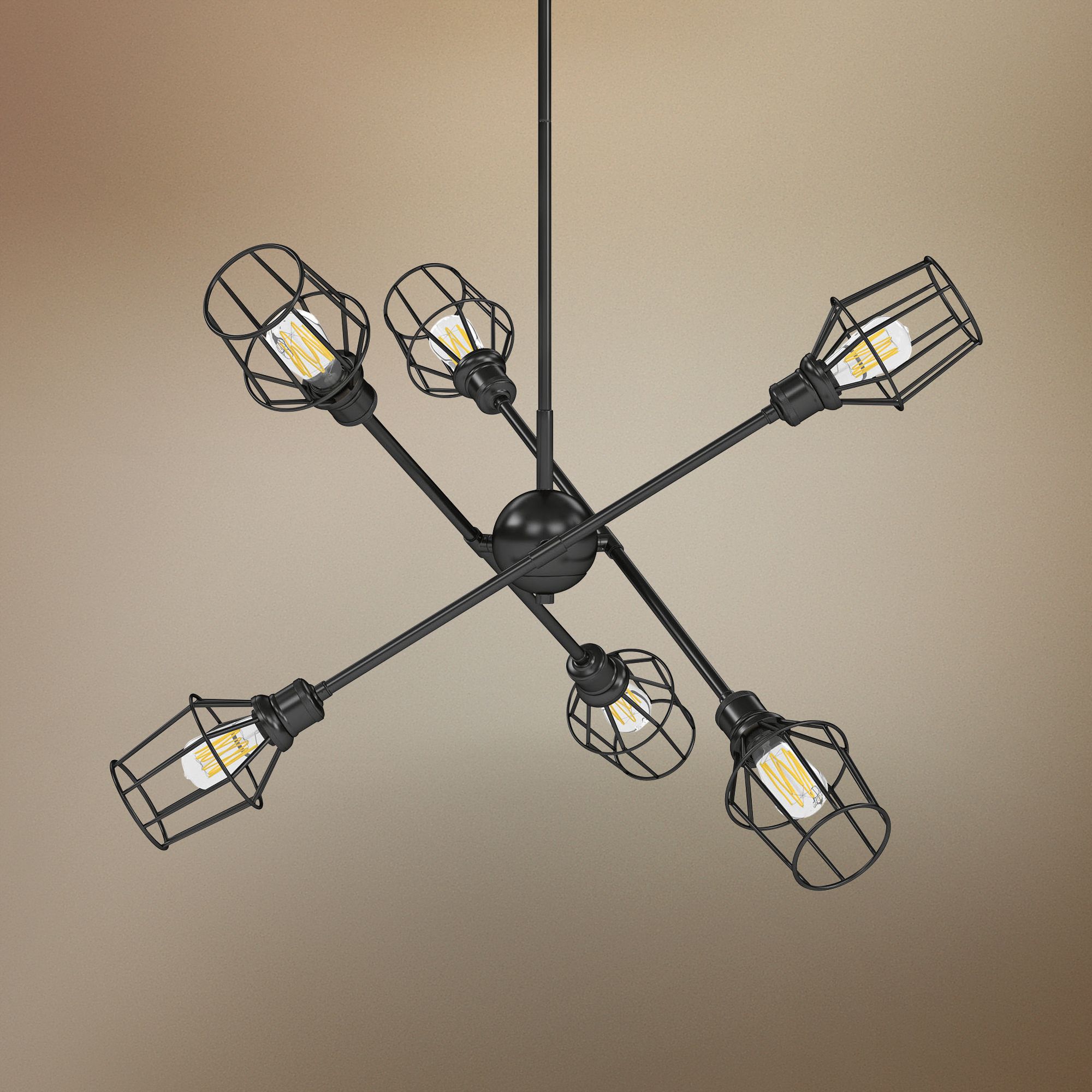 Axel 36 1/2" Wide Matte Black 6-Light Pendant Chandelier