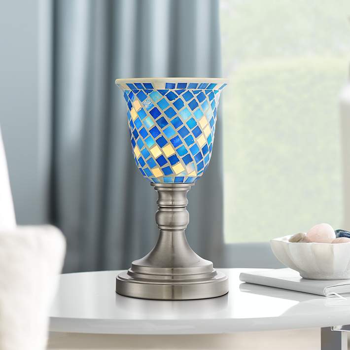 Blue Mosaic Accent Table Lamp, Helena Blue Mosaic Table Lamp