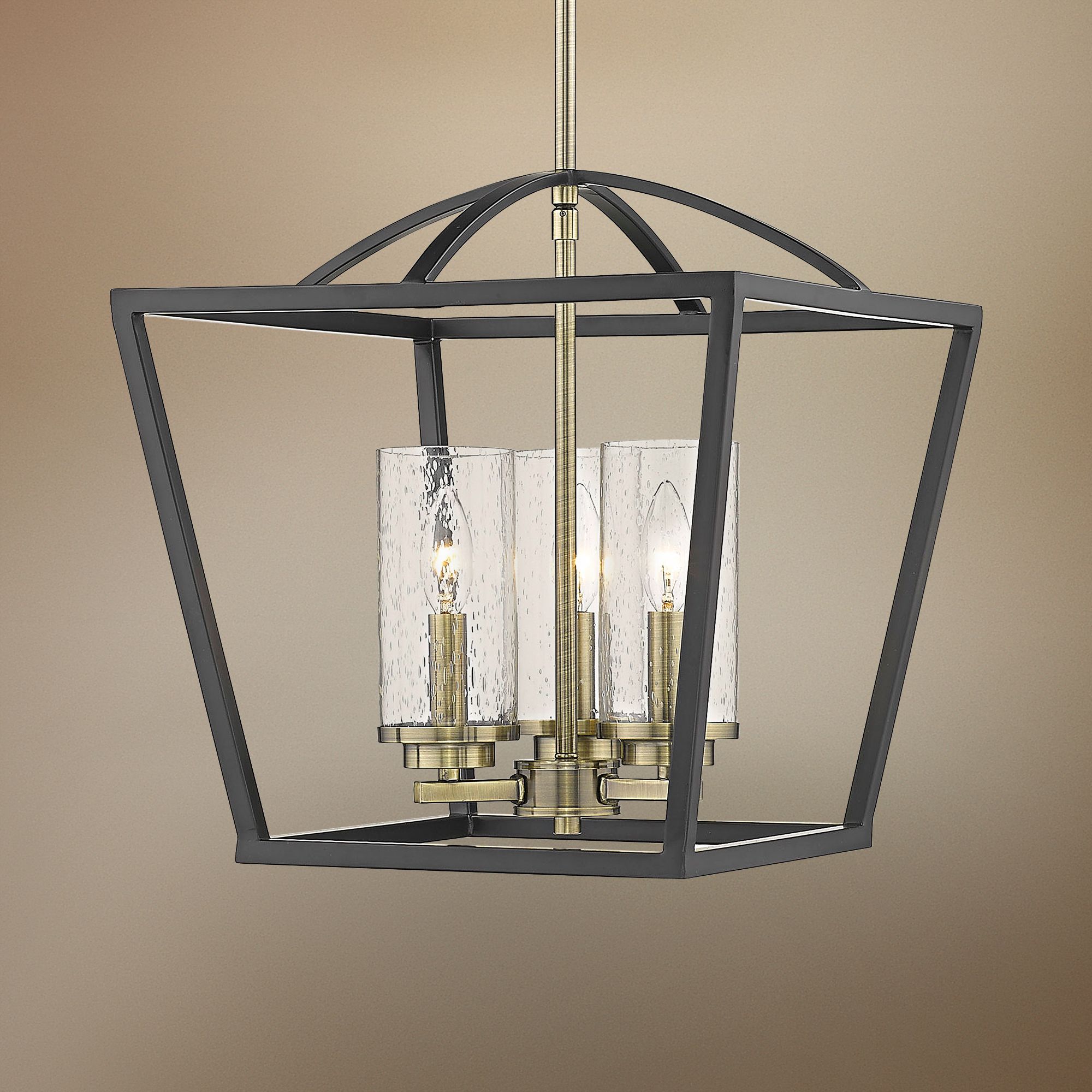 Mercer 15" Wide Matte Black 3-Light Foyer Pendant Light