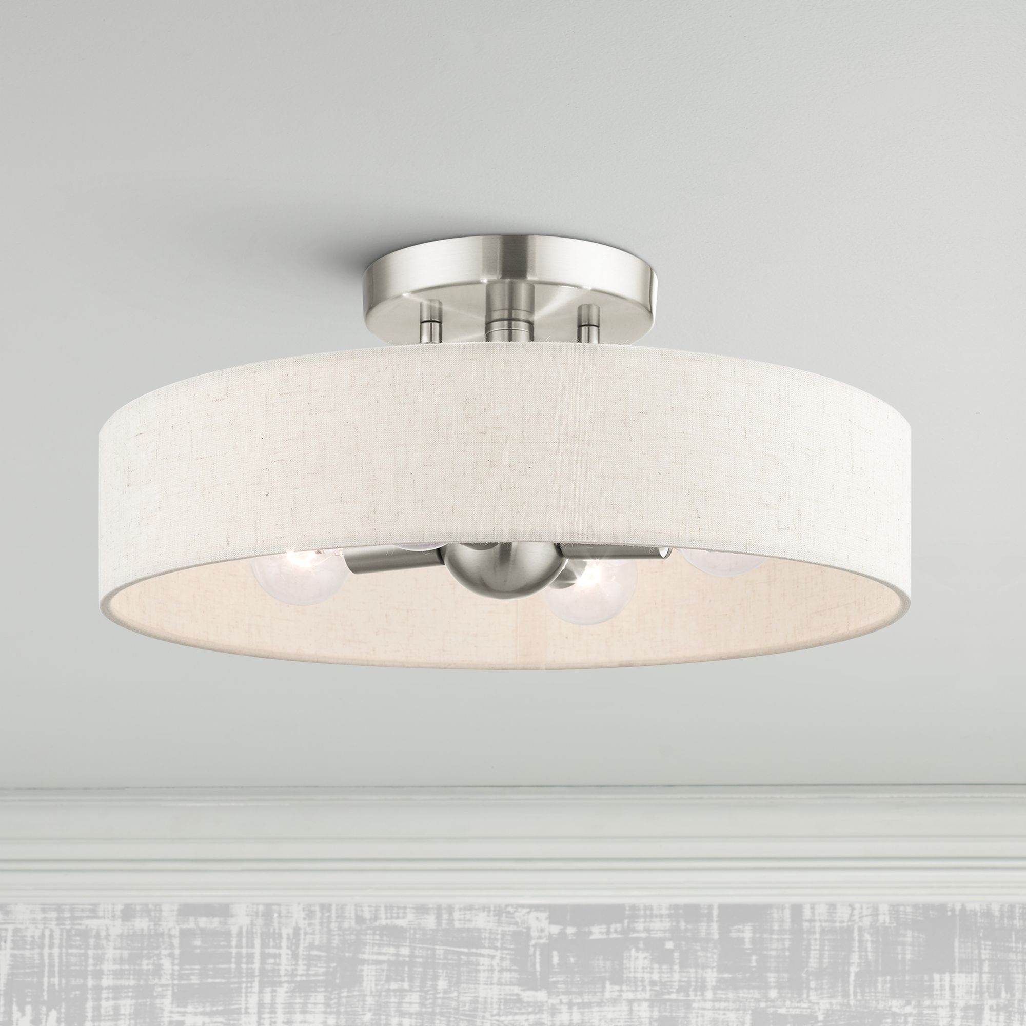 Venlo 14" Wide Brushed Nickel 4-Light Drum Ceiling Light