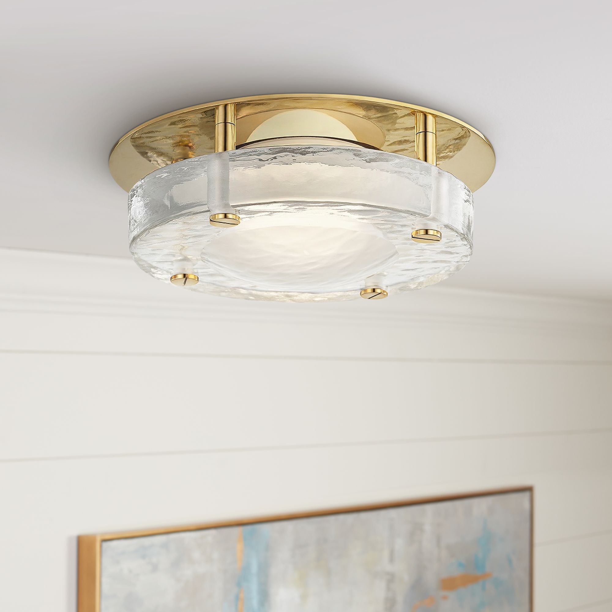 Hudson Valley Heath 8 1/4" Wide Aged Brass LED Ceiling Light