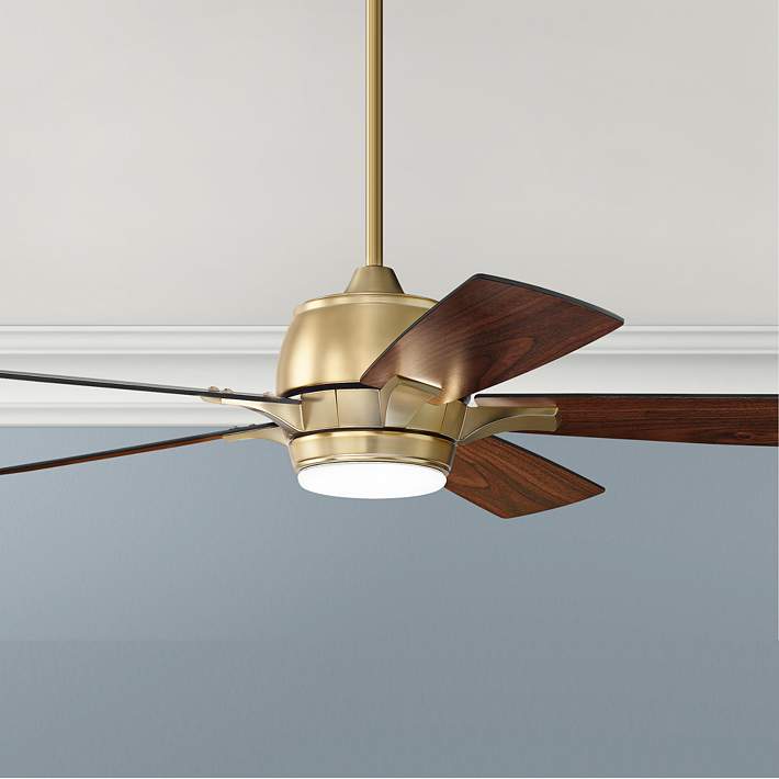 52 Craftmade Stellar Satin Brass Led, Brass Ceiling Fans With Lights And Remote