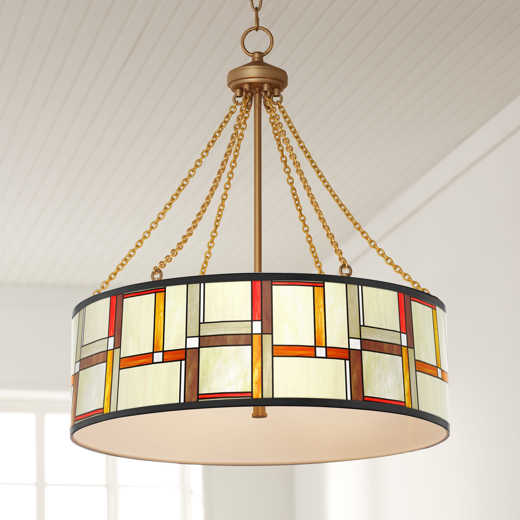 Modern Squares Dana Antique Brass Pendant Light