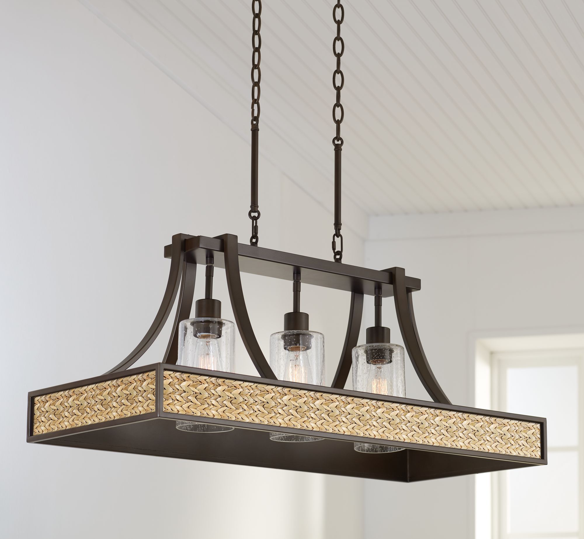 Seagrass 36" Wide Bronze Kitchen Island Light Pendant