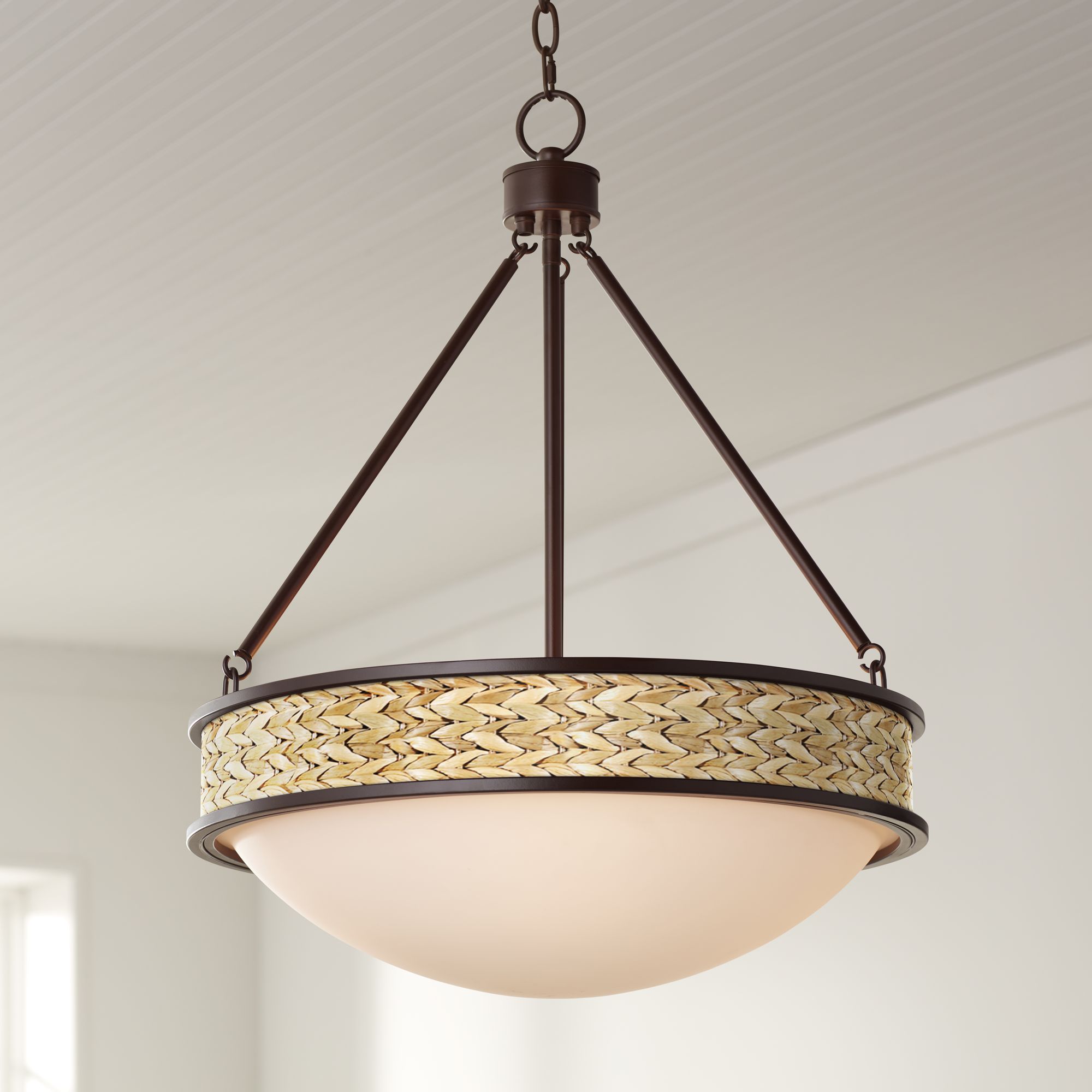 Seagrass Print Lamont 20 1/2" Wide Bronze Pendant Light