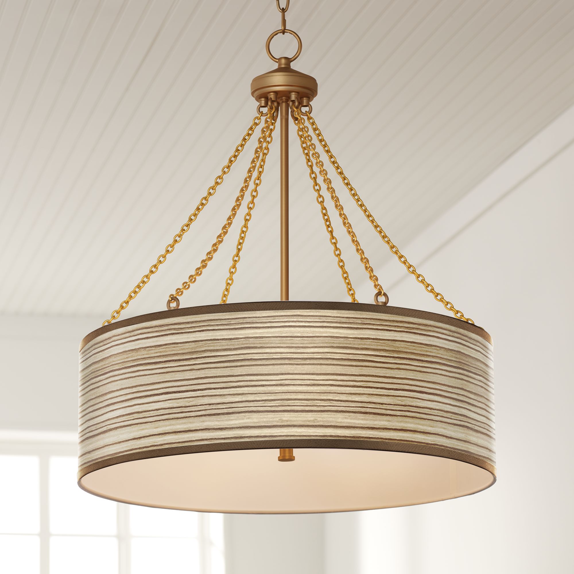 Cedar Zebrawood Dana Antique Brass Pendant Light