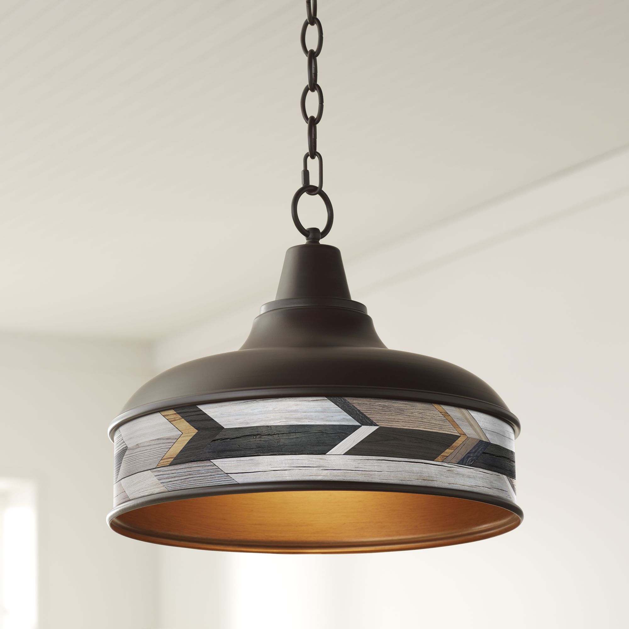 Woodwork Arrows Benson 15" Wide Bronze Pendant Light