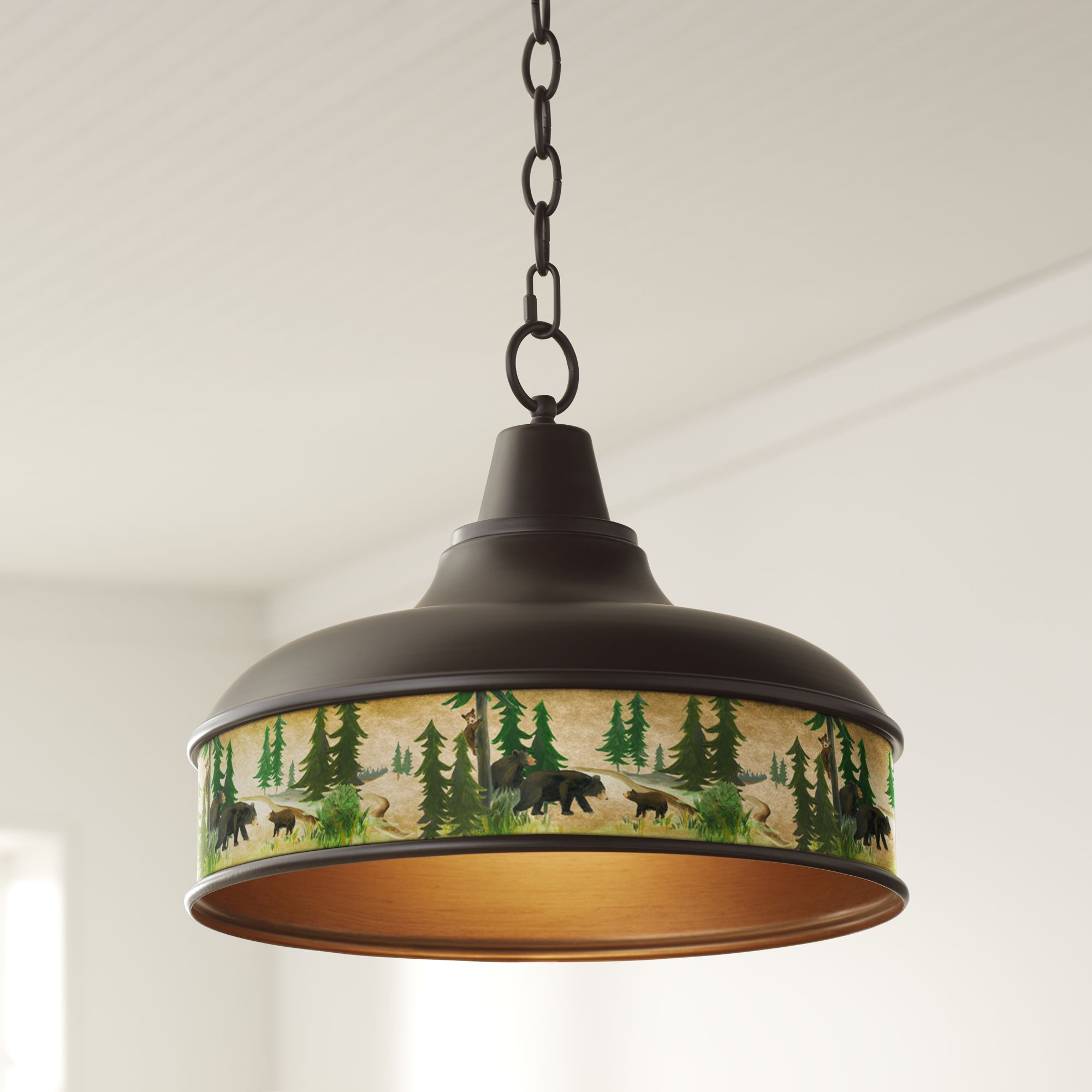 Bear Lodge Benson 15" Wide Bronze Pendant Light