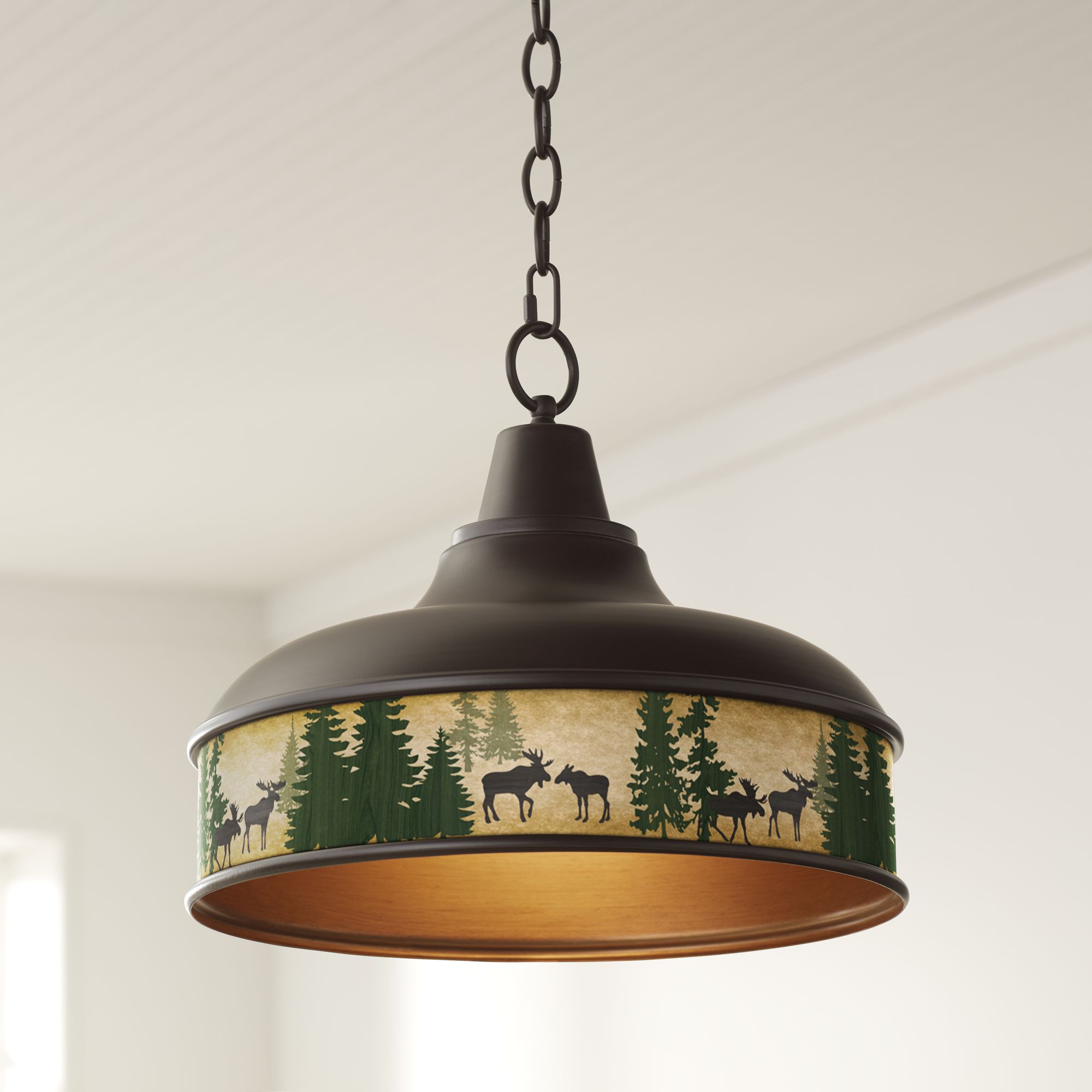 Moose Lodge Benson 15" Wide Bronze Pendant Light