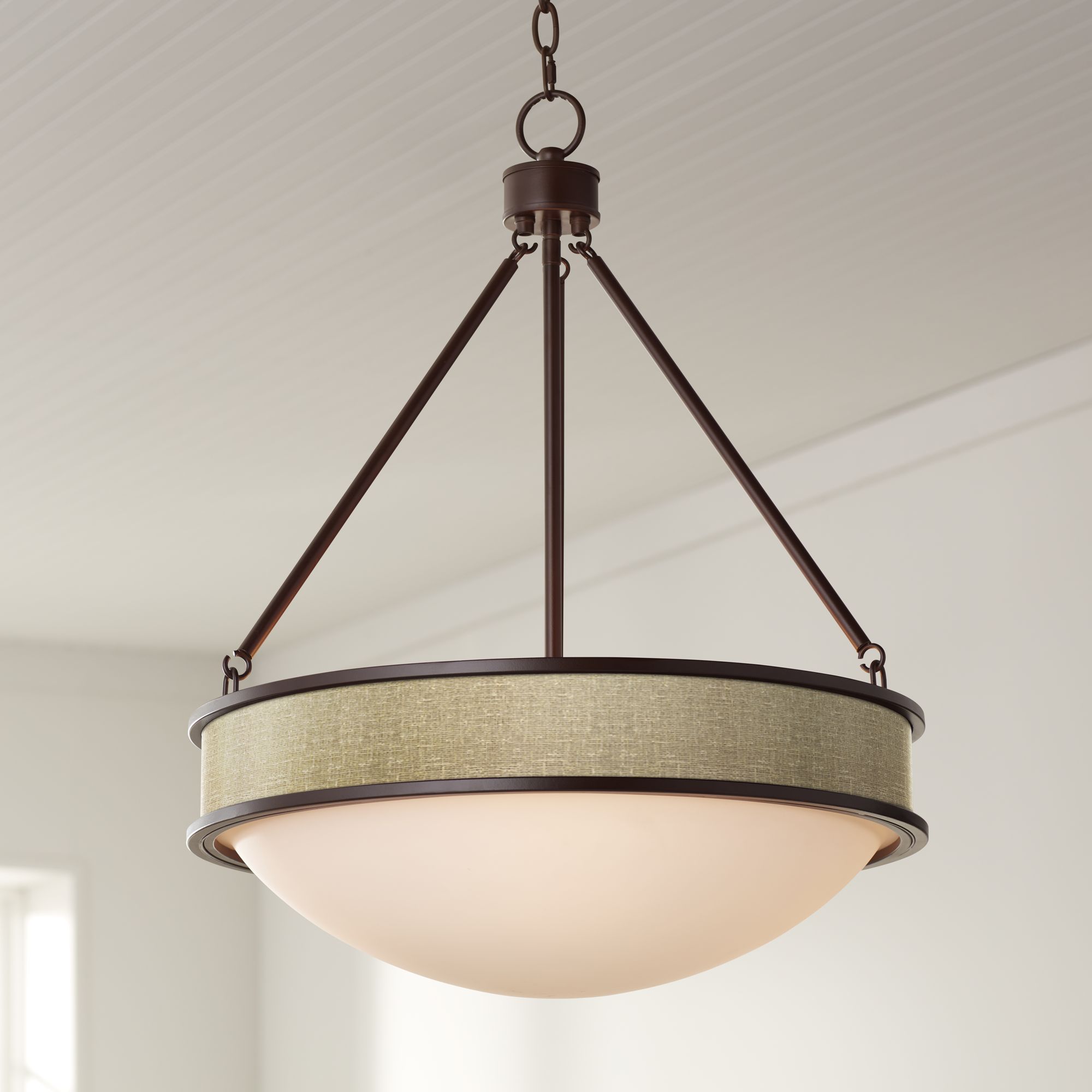 Burlap Print Lamont 20 1/2" Wide Bronze Pendant Light