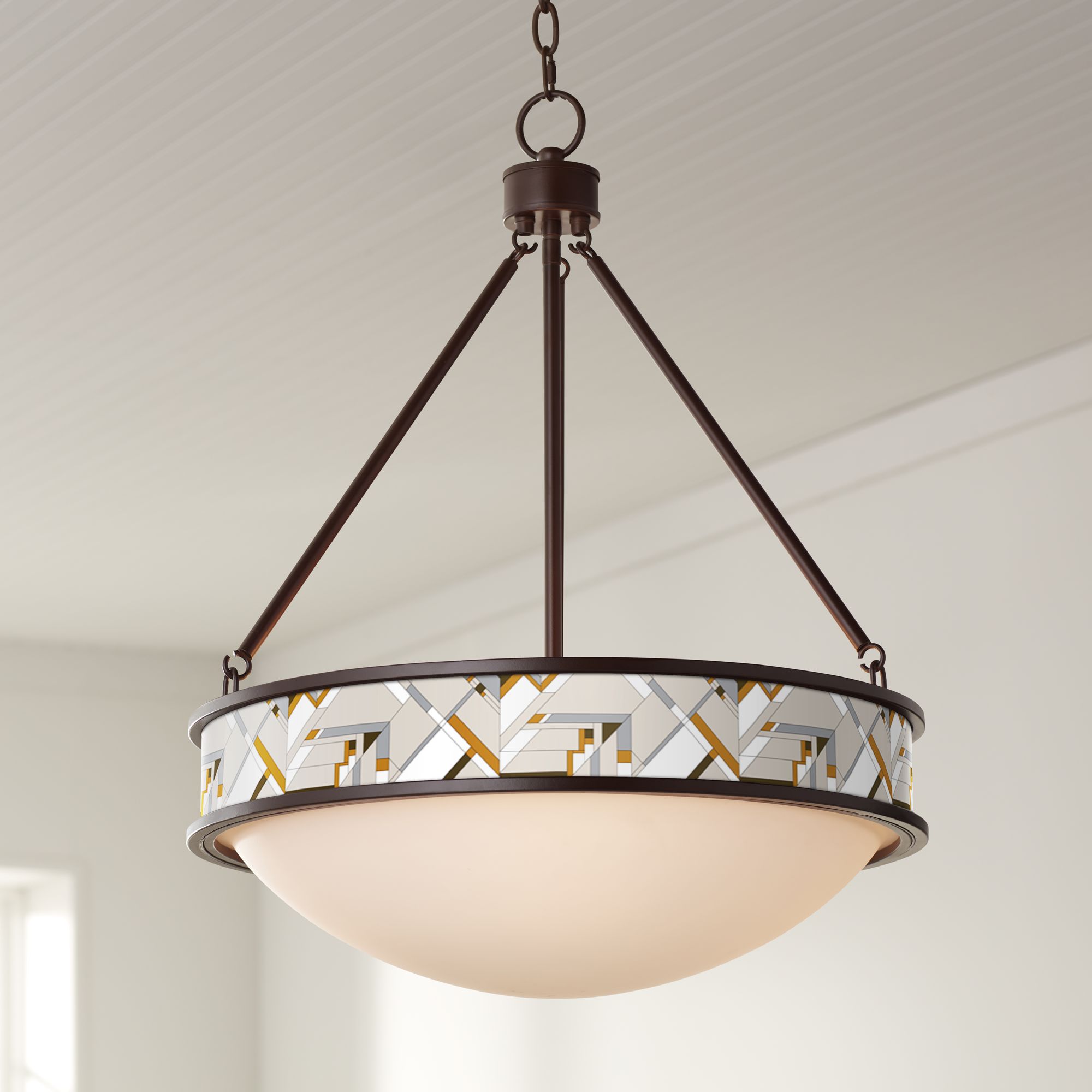 Craftsman Mosaic Lamont 20 1/2" Wide Bronze Pendant Light