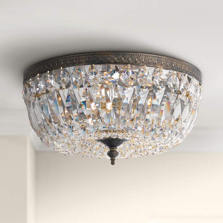 Crystorama Ceiling Mount 16&quot; Wide Bronze Crystal 3-Light Ceiling Light