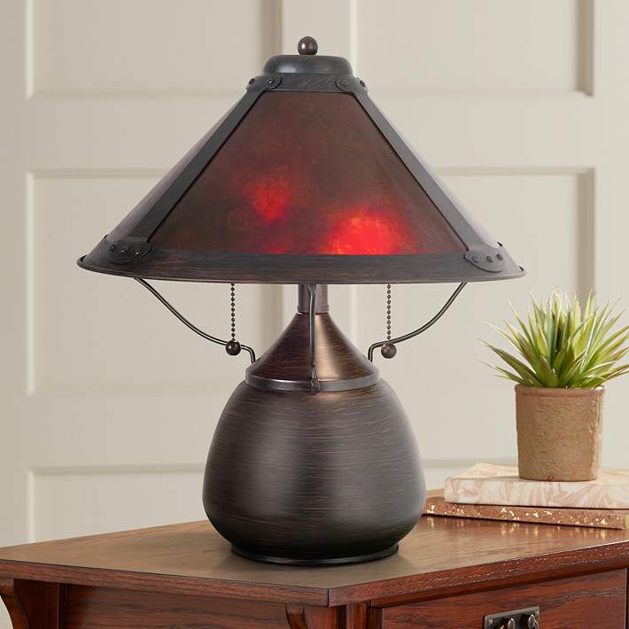 High Mica Accent Table Lamp, Antique Mission Style Table Lamps
